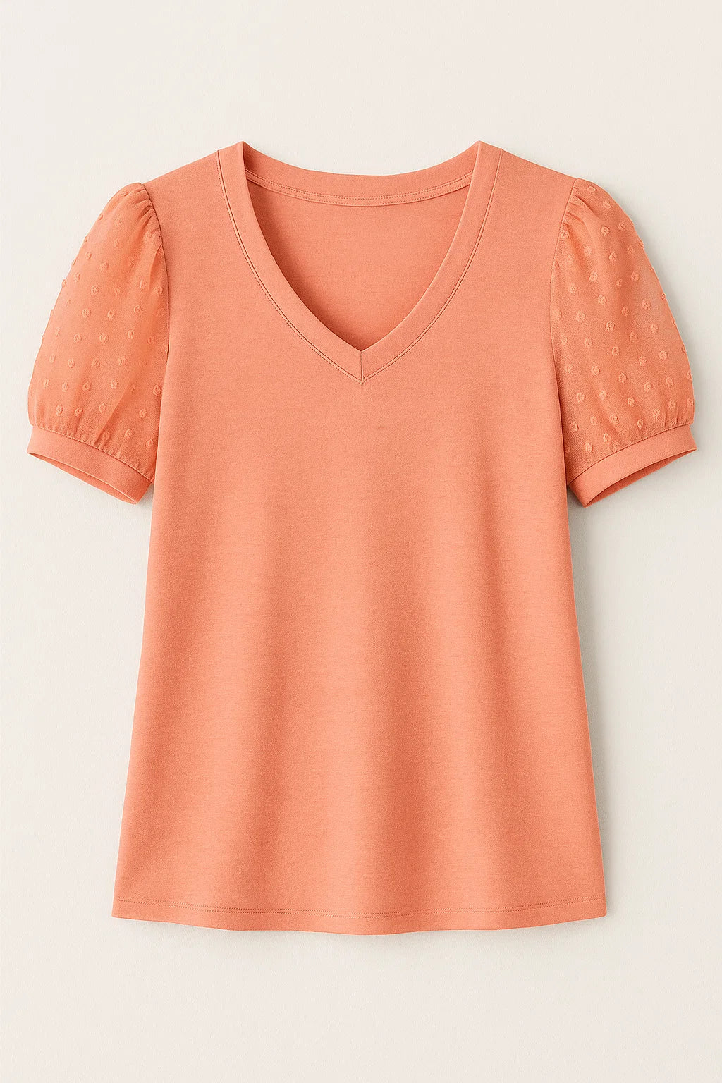 T-shirt a maniche a sbuffo e scollo a V Cotone - Rosa - cotone maniche puff sleeves sbuffo scollo shirt T-shirts v-neck tshirt women's top clothes - Concept Palermo