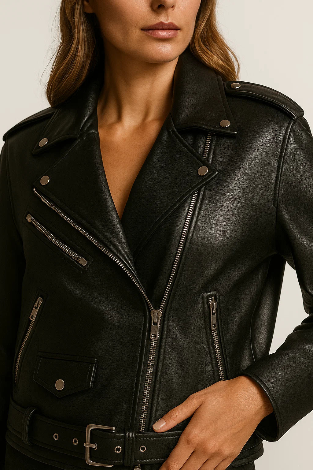 Giacca da donna in pelle vegana di alta qualità, perfetta per ogni occasione. - - giacca giacca vera leather jacket pelle vegana vera women leather jacket women's coats & jackets - Concept Palermo