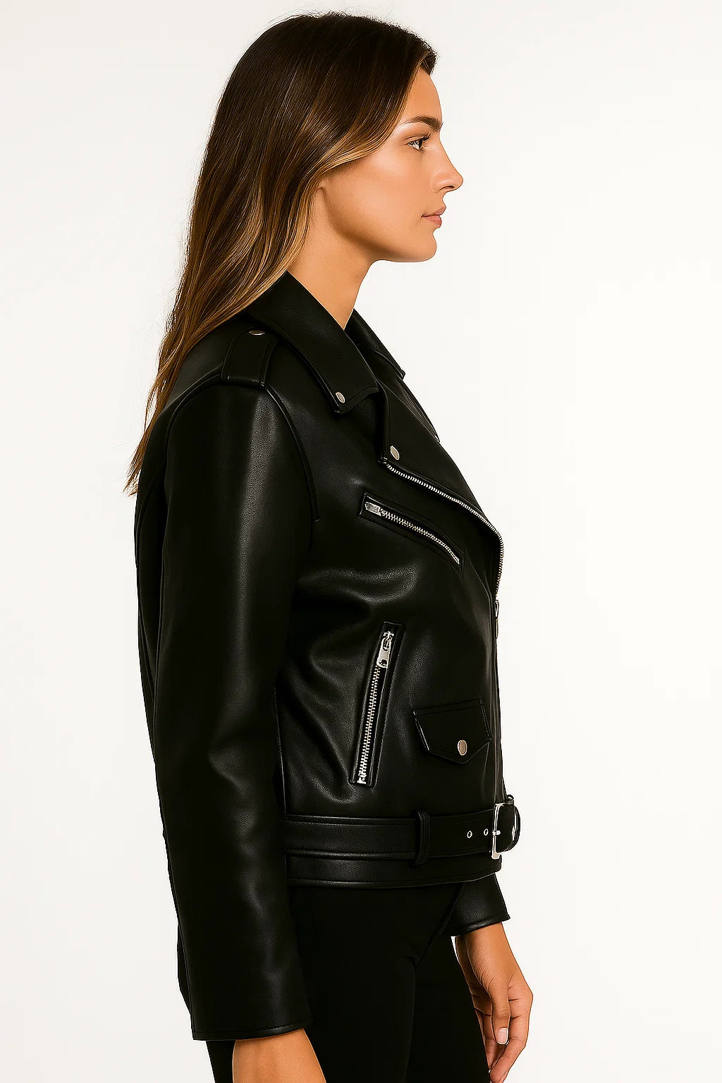 Giacca da donna in pelle vegana di alta qualità, perfetta per ogni occasione. - - giacca giacca vera leather jacket pelle vegana vera women leather jacket women's coats & jackets - Concept Palermo