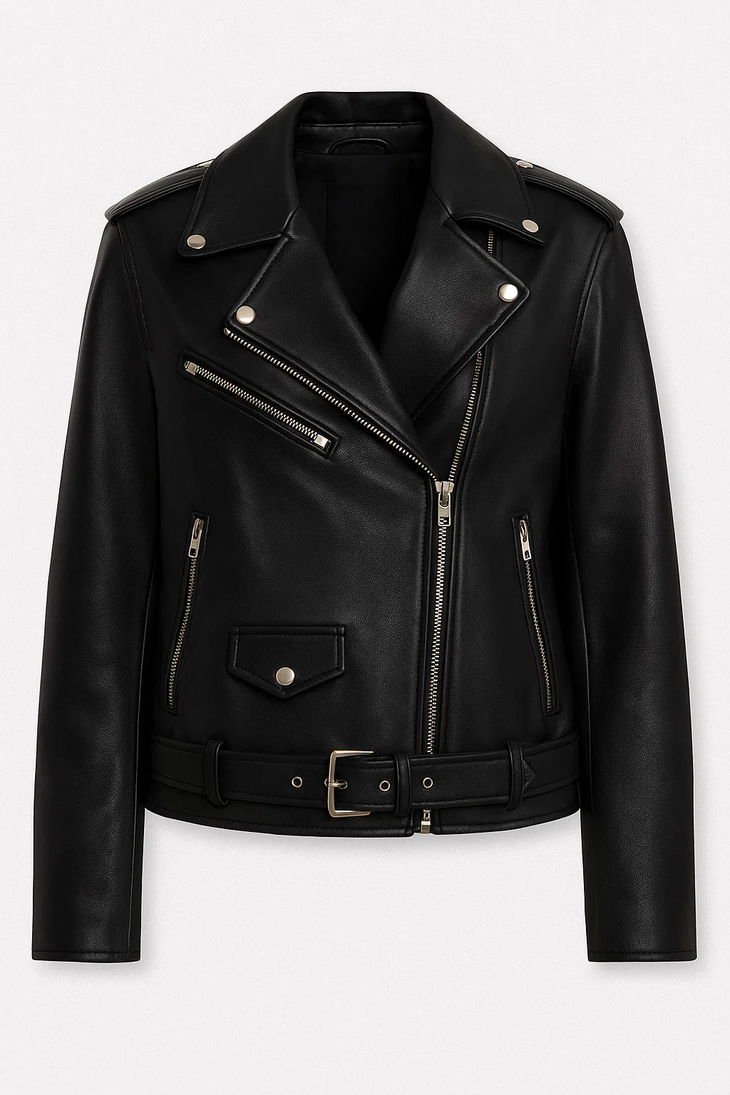 Giacca da donna in pelle vegana di alta qualità, perfetta per ogni occasione. - Nero - giacca giacca vera leather jacket pelle vegana vera women leather jacket women's coats & jackets - Concept Palermo