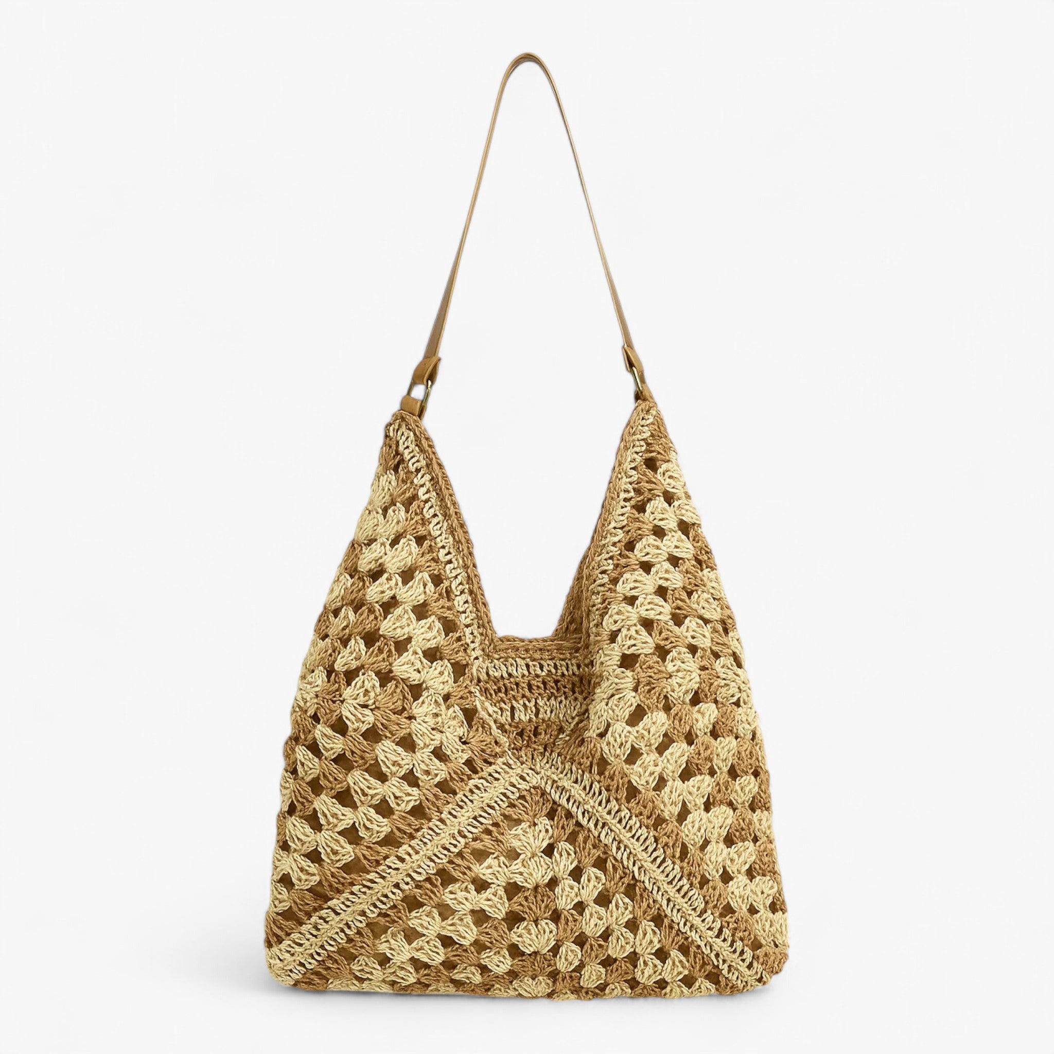 Borsa Donna Grande Beige Paglia Elegante con Manici Similpelle - Estiva a Spalla - - borsa borsa paglia elena | borsa in paglia intrecciata - €25 intrecciata paglia - Concept Palermo