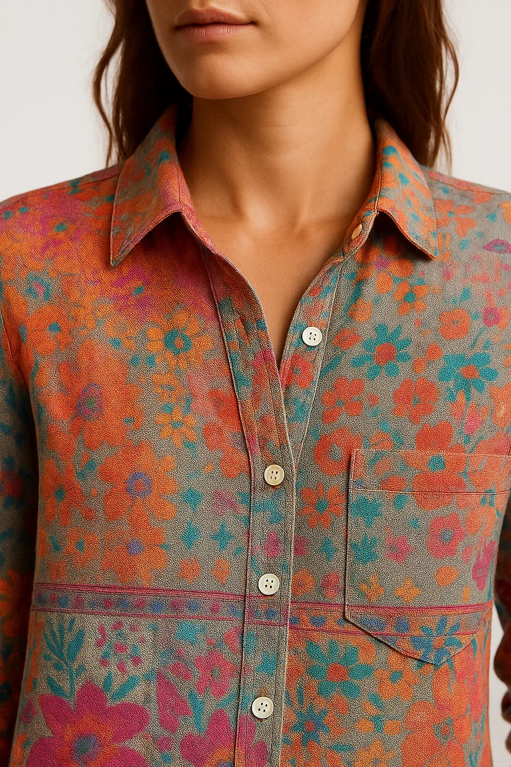 Camicia Donna Bohémien Leggera Floreale Colorata con Bottoni Estiva - - bohémien bottoni camicia camicia bohémien casual polo colorata leggera longsleeve polo polo polo shirt for women women's top clothes - Concept Palermo