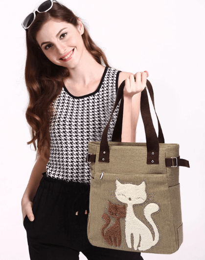 Borsa in tela Cat ricamata Uomo - - Bags borsa borsa tela ricamata tela uomo - Concept Palermo