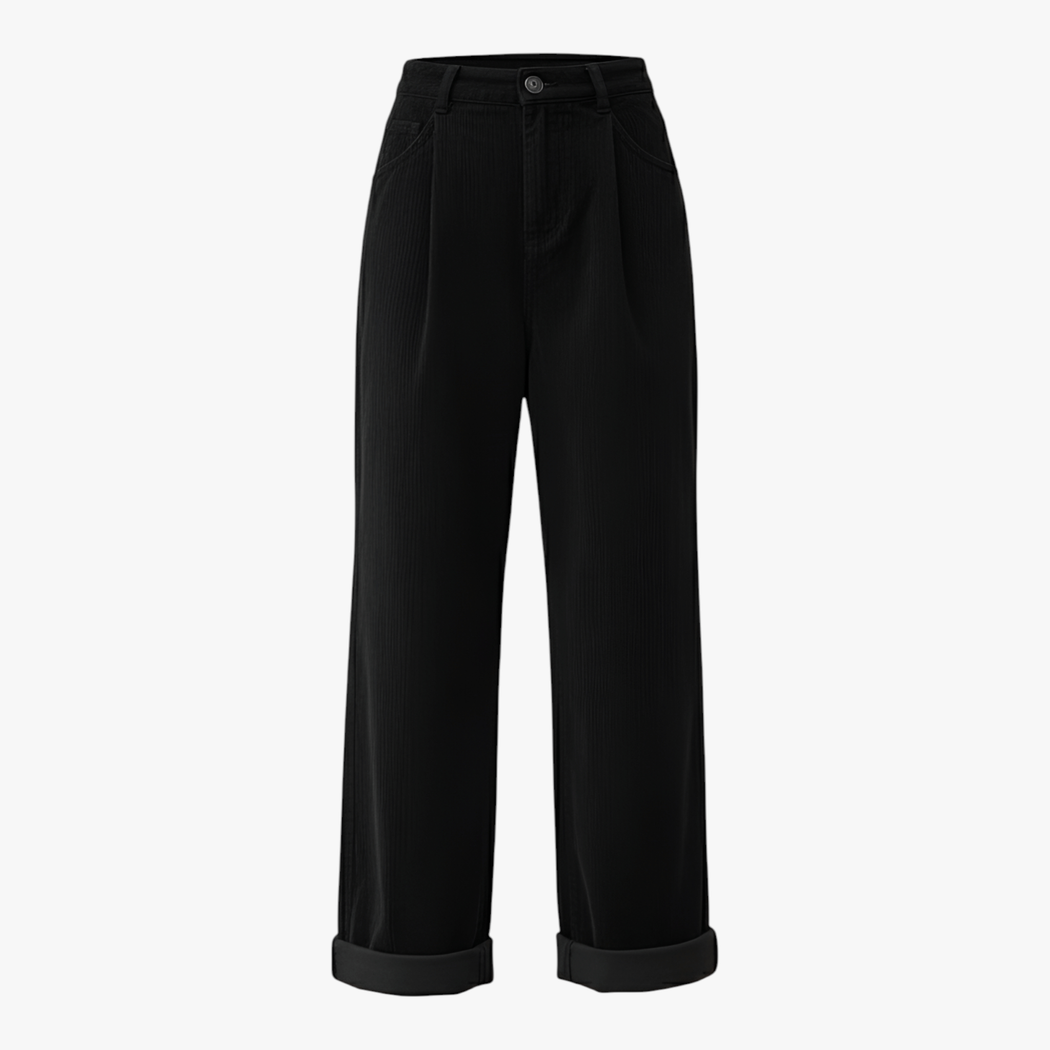 Pantaloni Donna Vintage Vita Alta - Nero - abbigliamento casual alta donna pantaloni pantaloni alta vita pantaloni cinque tasche pantaloni donna pantaloni eleganti pantaloni in corda pants stile versatile vintage vita - Concept Palermo
