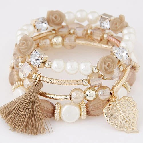 Bracciale Donna Boho Multistrato con Perline e Charms Regolabile - Oro - avvolgenti bohemien bracciali bracciali avvolgenti BRACELET FOR WOMEN BRACELETS bracelets for women charme donna jewelry perline - Concept Palermo