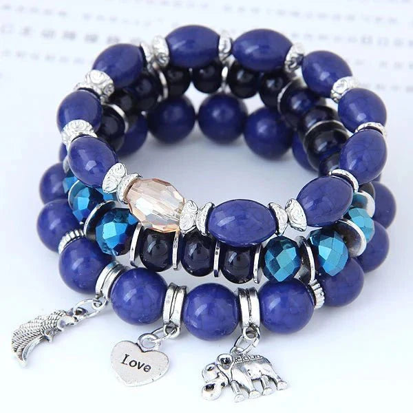 Bracciale Donna Boho Multistrato con Perline e Charms Regolabile - Blu - avvolgenti bohemien bracciali bracciali avvolgenti BRACELET FOR WOMEN BRACELETS bracelets for women charme donna jewelry perline - Concept Palermo