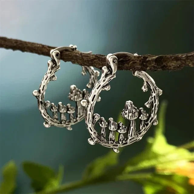 Orecchini Donna Fungo Gotico Boho in Argento Sterling con Perline Rosse - E - bohémien donna EARRINGS Earrings for Women Girls forma fungo gotico jewelry New Fashion Earrings orecchini orecchini forma - Concept Palermo