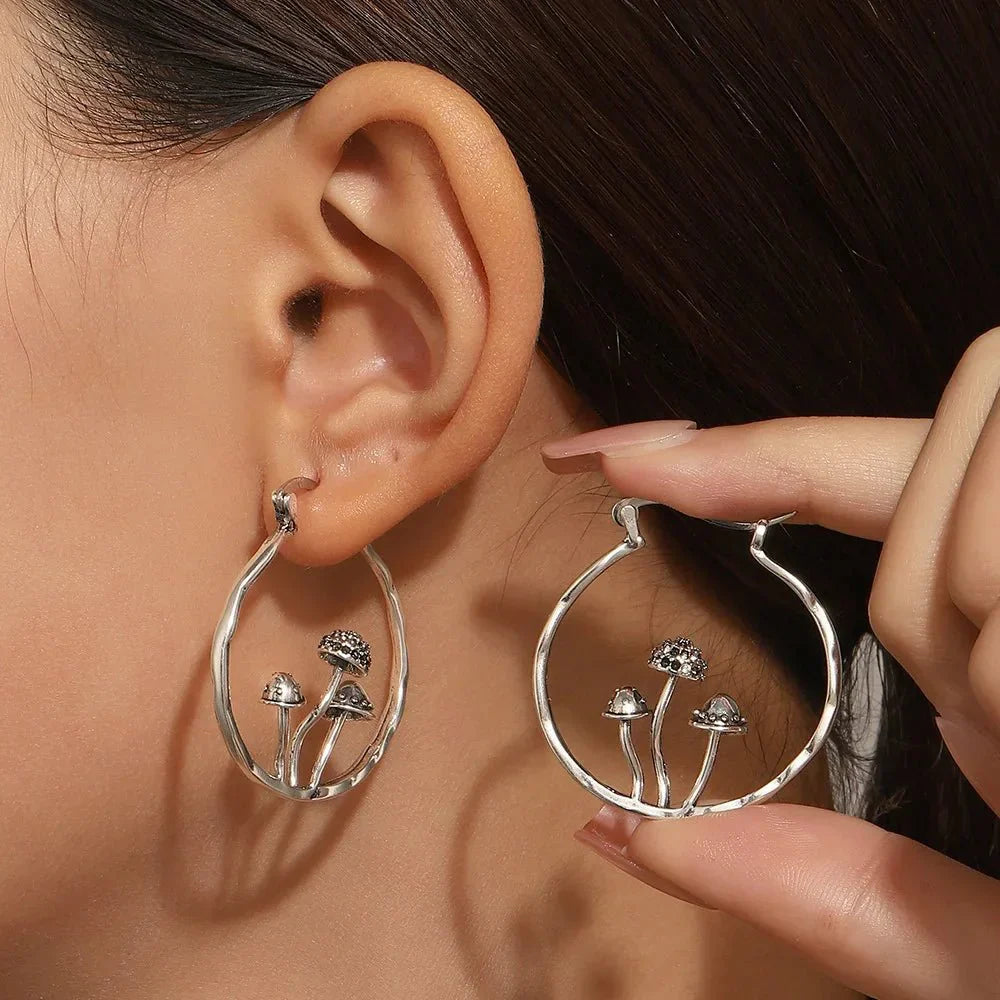 Orecchini Donna Fungo Gotico Boho in Argento Sterling con Perline Rosse - A - bohémien donna EARRINGS Earrings for Women Girls forma fungo gotico jewelry New Fashion Earrings orecchini orecchini forma - Concept Palermo