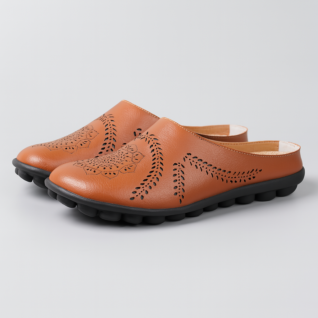 Ciabatte Donna Eleganti Floreali Comfort con Suola Flessibile - Marrone - ciabatte ciabatte donna close sandals donna fashion flessibile Frauen Sandalen motivo Sandals suola women - Concept Palermo