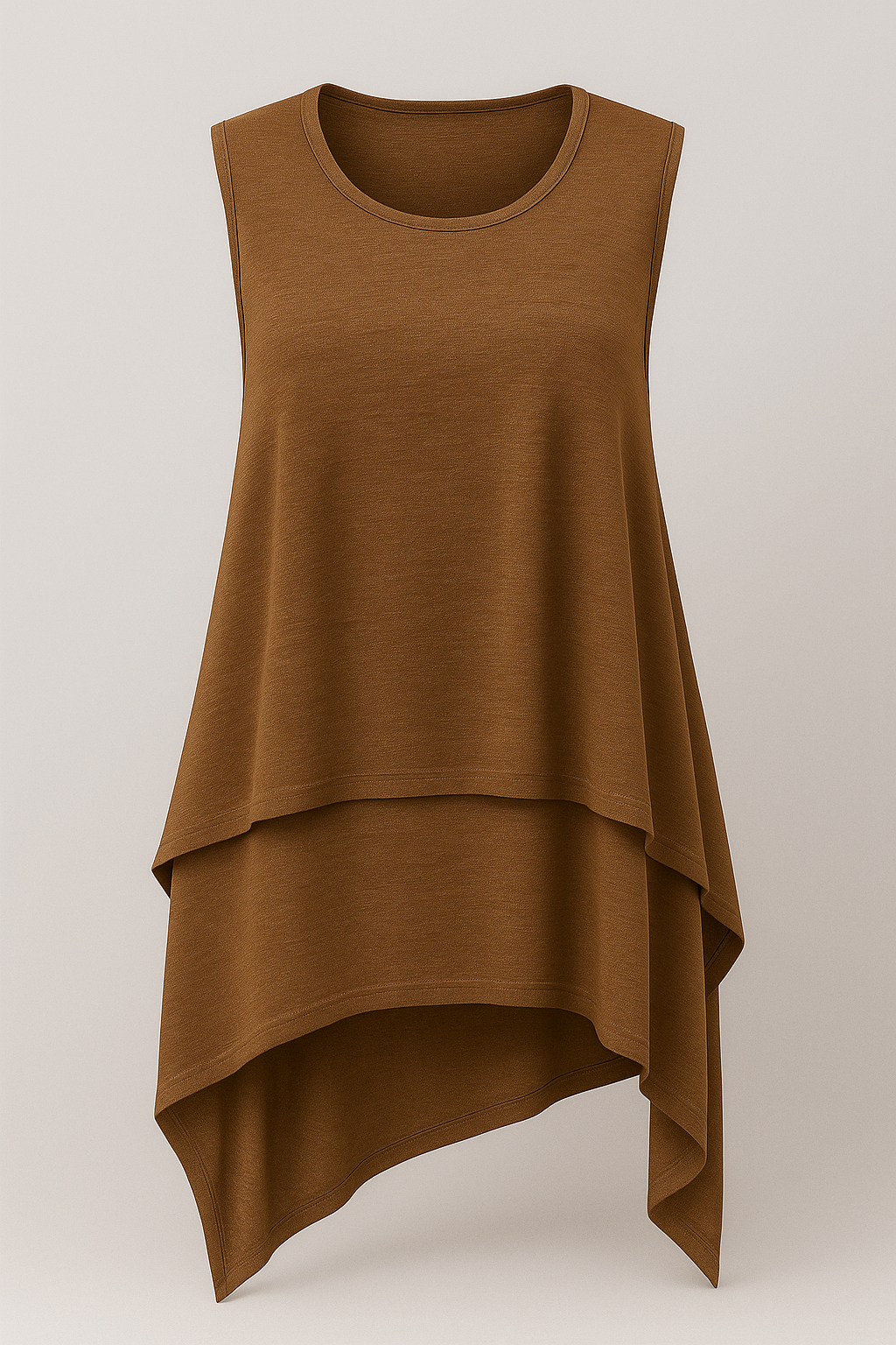 Top Donna Asimmetrico Fluido Nero Elegante Senza Maniche S-XL - Marrone - asimmetrica fluida maniche maniche asimmetrica women's top clothes - Concept Palermo