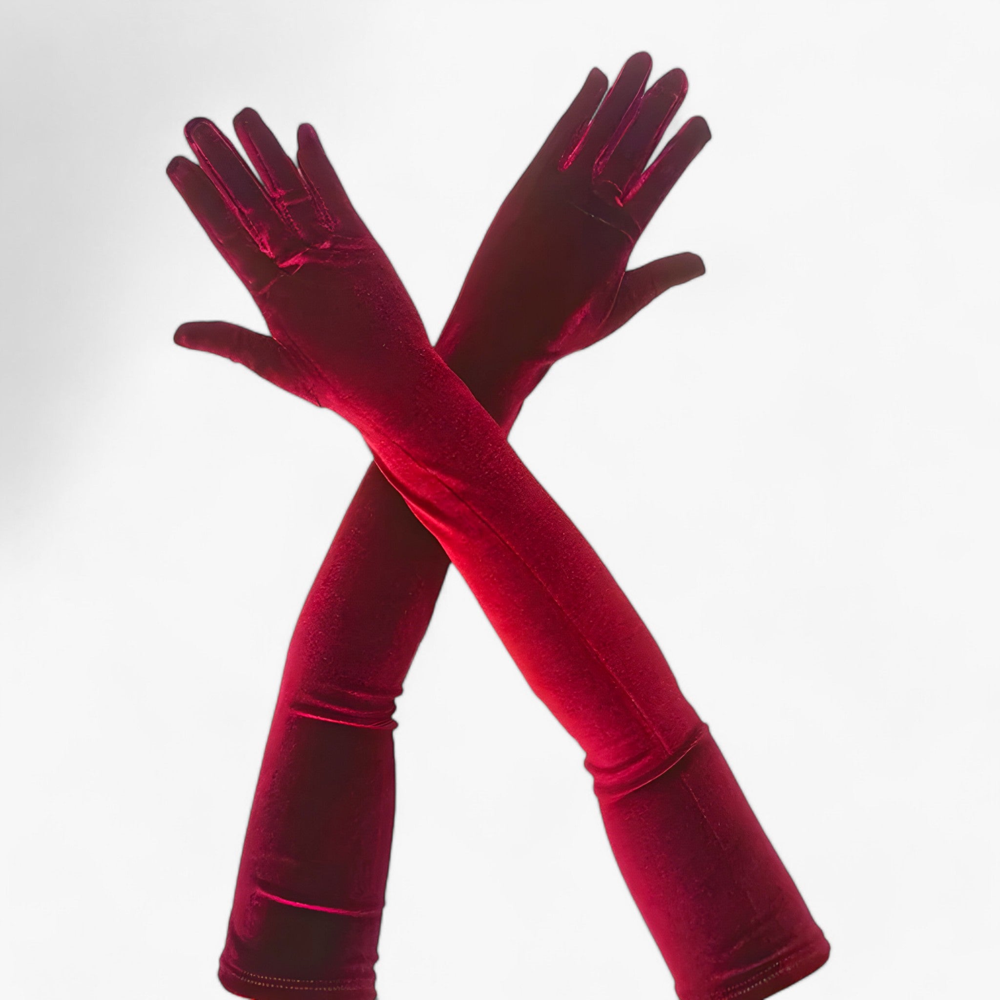 Guanti di velluto da donna - stile retrò e calore - Bordeaux 65cm Taglia unica - calore donna gloves & mittens guanti guanti velluto retr stile velluto - Concept Palermo