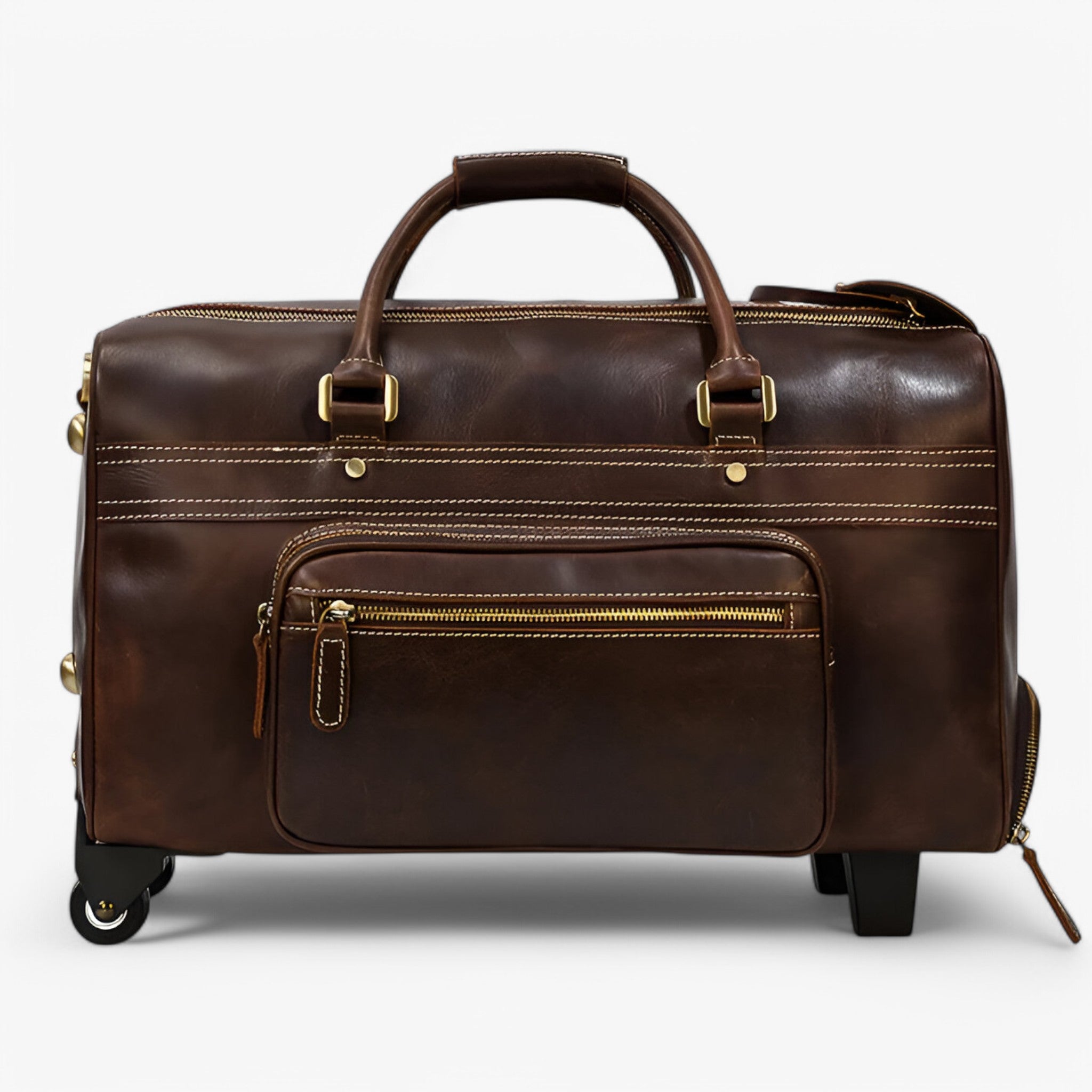 Trolley da Viaggio in Pelle - Marrone scuro 22pollice - accessoires bags pelle tassen trolley trolley viaggio viaggio - Concept Palermo