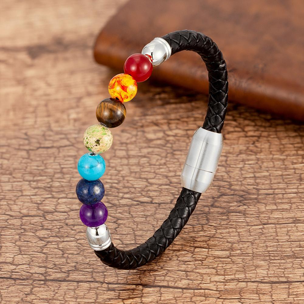 Bracciale 7 Chakra in Pietre Naturali, Cristalli per Equilibrio Energetico Uomo/Donna - Separare Argento - BRACELETS chakra equilibrio jewelry mantieni mantieni tuoi mens bracelet tuoi - Concept Palermo