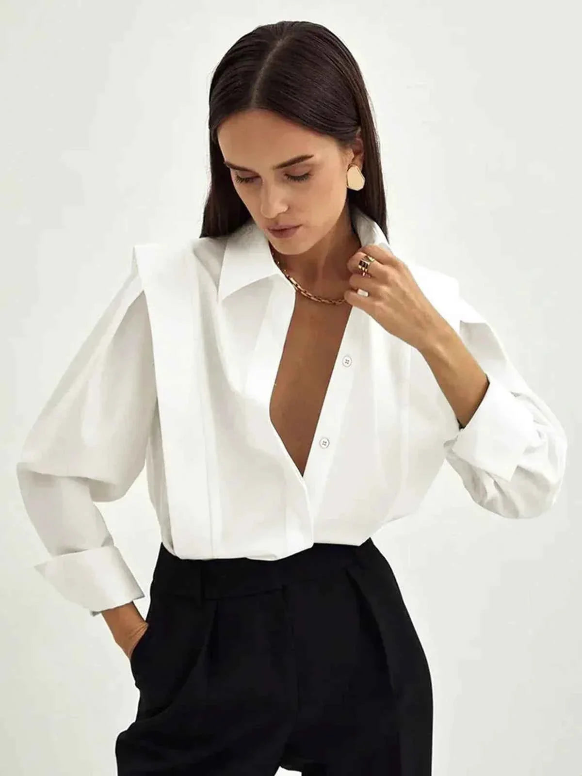 Camicia squadrata da donna a bottoni multipli colori vari