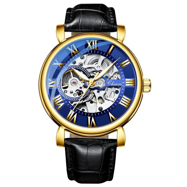 Orologio Acciaio Uomo Classico Tourbillon - Blu dorato - acciaio orologio orologio acciaio tourbillon uomo Watches WATCHES FOR MEN - Concept Palermo