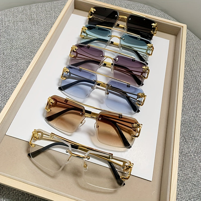 Occhiali da Sole Uomo Quadrati Oro Senza Montatura, Eleganti e alla Moda - - alla Fashion Sunglasses moda montatura occhiali paio paio occhiali quadrati sole Sunglasses - Concept Palermo