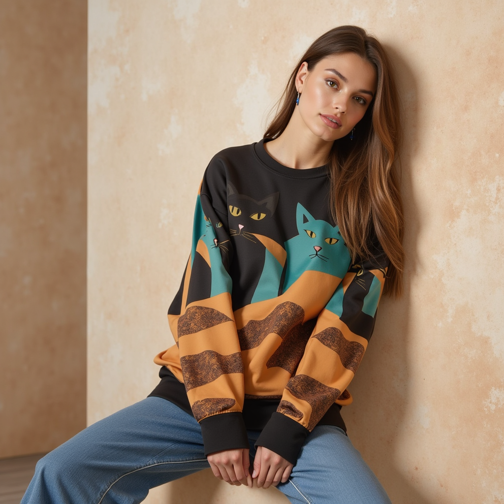 Maglione Kattens Måneskin Lino Donna - - donna huisdieren katten kattens lino maglione maglione kattens måneskin women's sweater - Concept Palermo