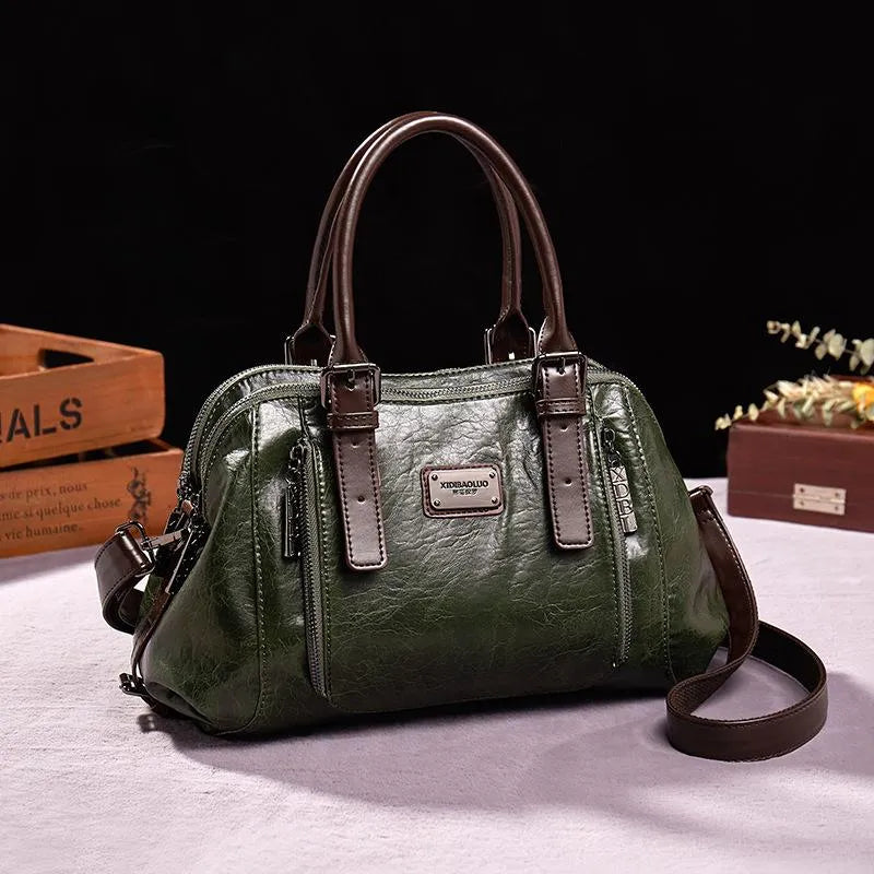 Borsa a Spalla Donna Marja in Vera Pelle Nera - Elegante e Spaziosa - Verde - bags Best verkocht-tag borsa borsa pelle Dames donna Leren Tassen Dames marja new_for_google pelle - Concept Palermo