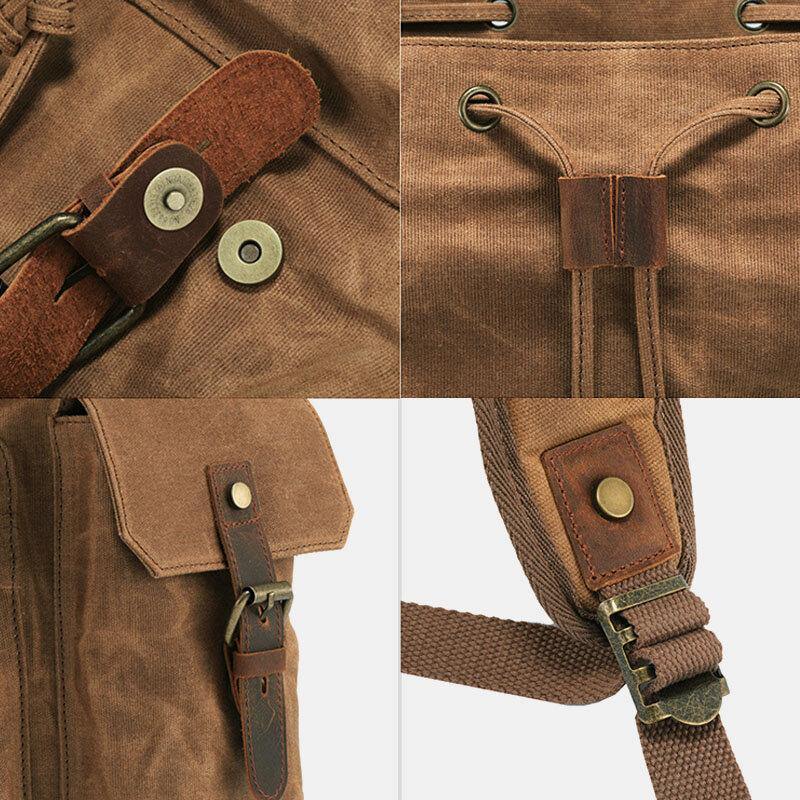 Zaino per laptop RetroRider in tela e pelle - - Backpacks bags laptop pelle retrorider tela zaino zaino laptop - Concept Palermo