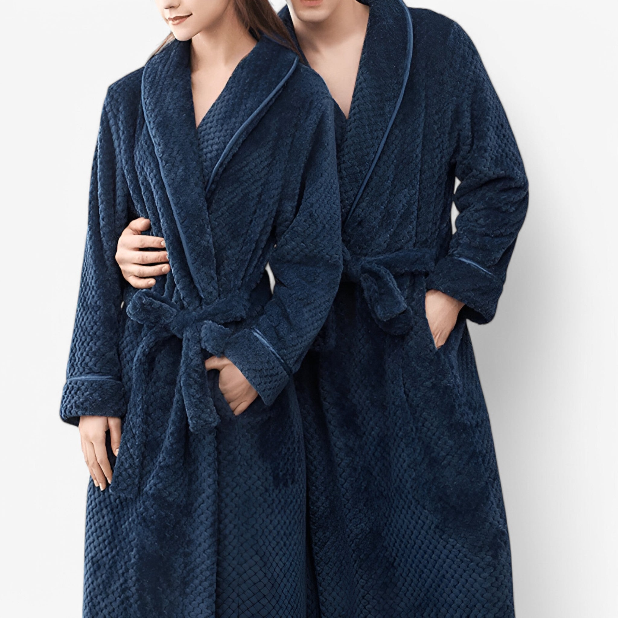 Morbido Accappatoio in Pile Donna - Blu marino - accappatoio accappatoio pile Autumn Bathrobes donna Fleece Fluffy Long Sleeve Nightgown Pajama pile Pocket Robe Sleepwear sofia | morbido accappatoio in pile - € Solid Color Spring Winter Women - Concept Palermo