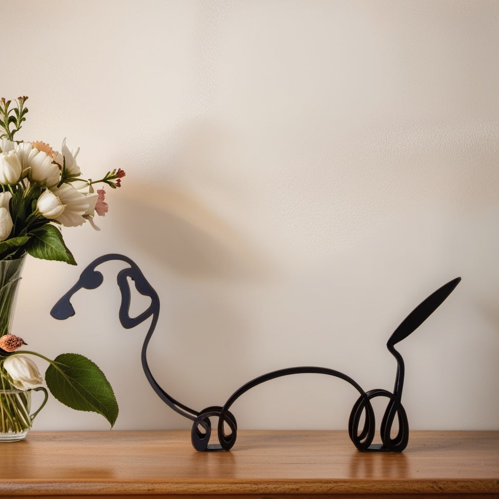 Scultura Astratta Moderna Cane Uomo in Resina, Statua Decorativa Design Unico per Interni - Bassotto - astratte cani home & garden sculture sculture astratte showvariant uomo - Concept Palermo