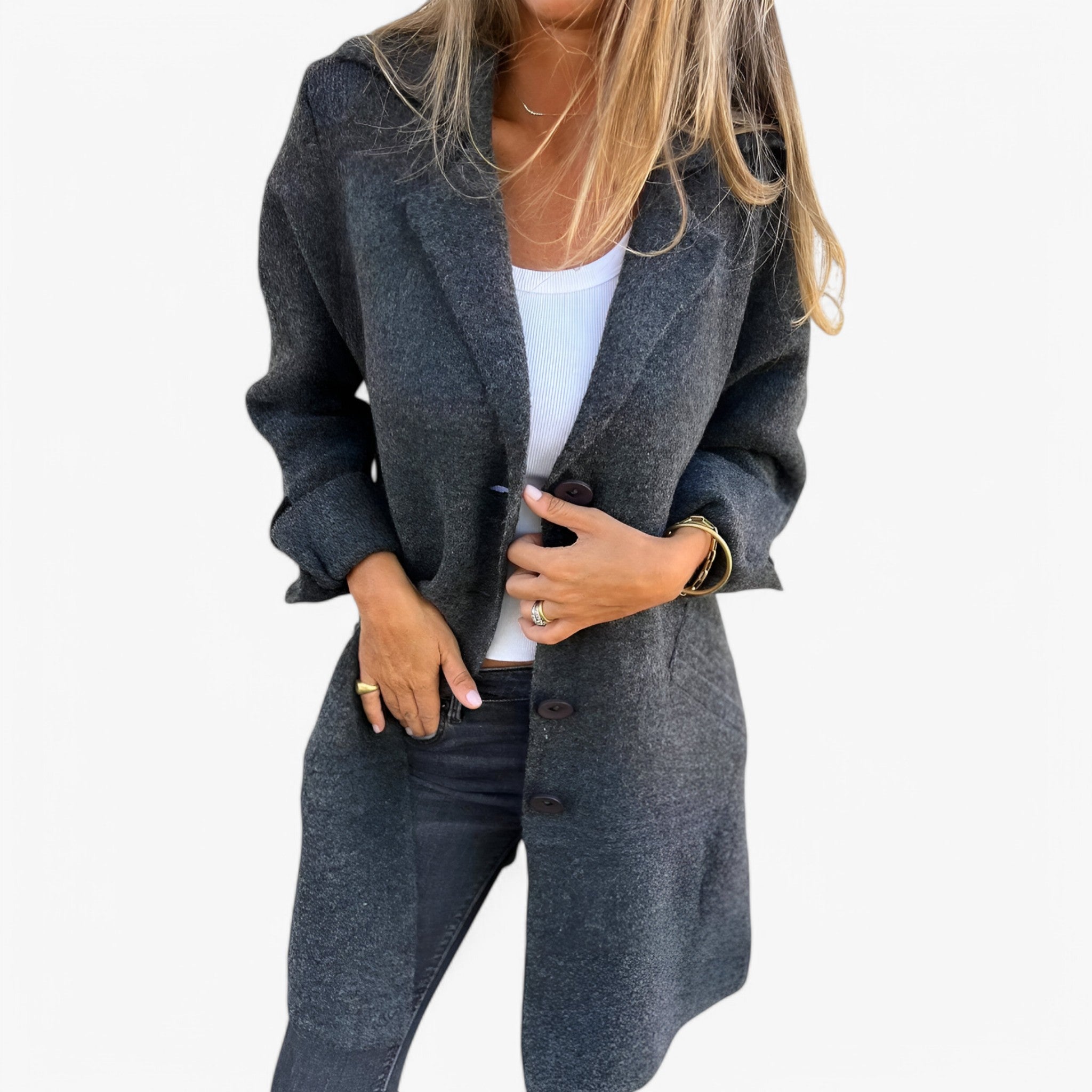 Giacca di Lana da Donna Elegante - Calda e Morbida, Vari Colori e Taglie - Grigio - alla blazer calda Coat giacca giacca lana lana moda WOMEN women's coats & jackets - Concept Palermo