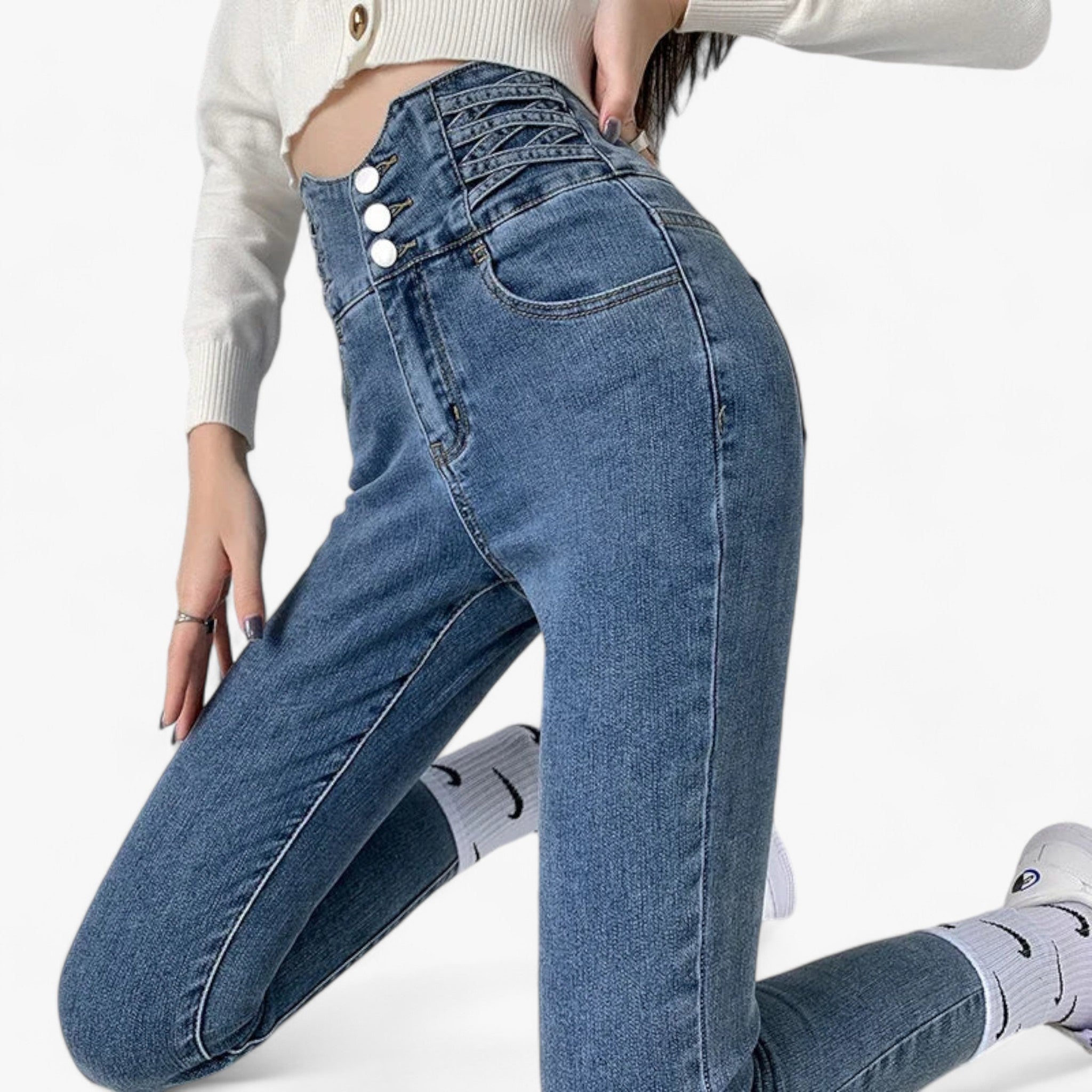 Jeans skinny a matita - Elastico sottile per una vestibilità più snella - - elastico jeans jeans skinny matita pants pants for women Pants women skinny snella sottile women pants - Concept Palermo
