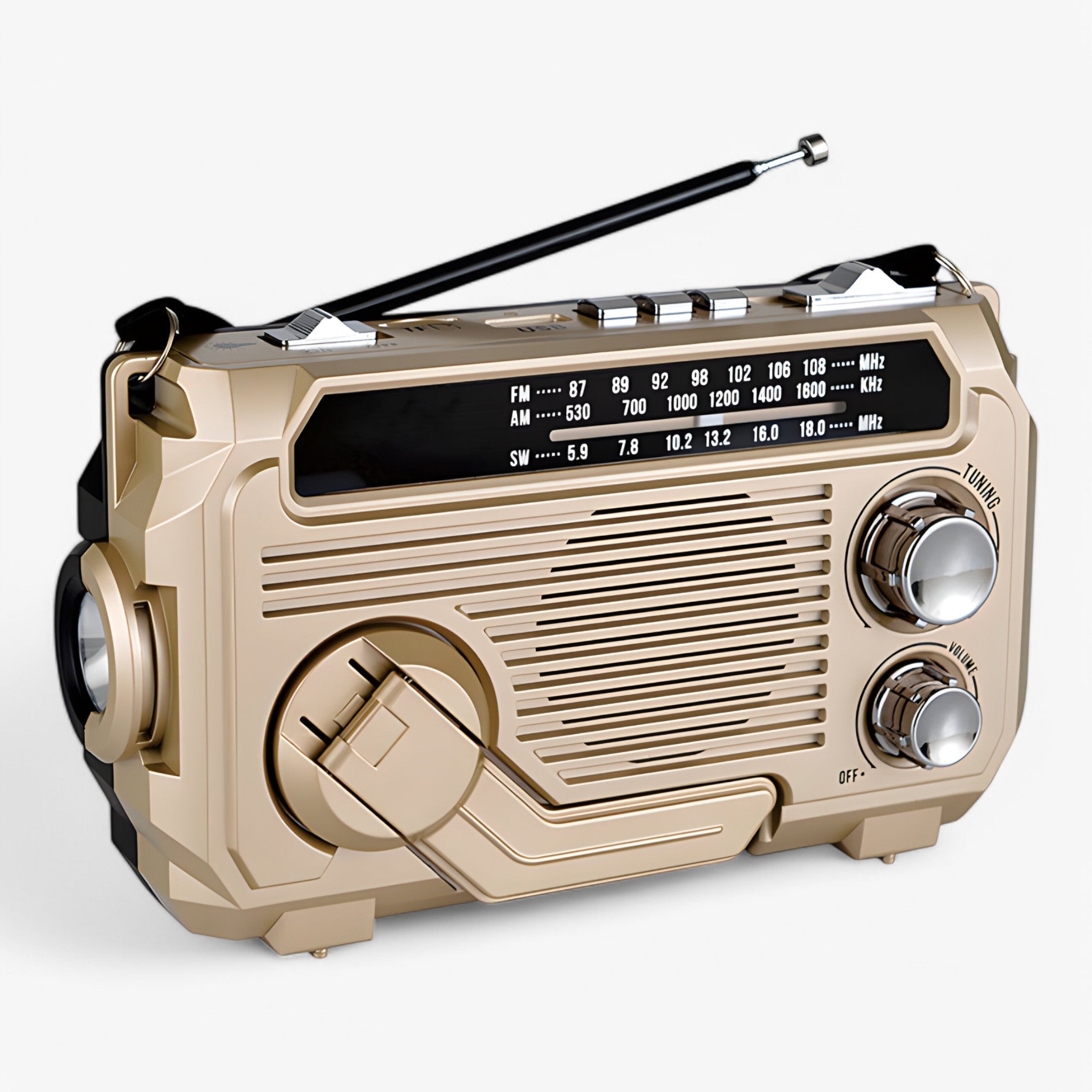 Radio Solare Multifunzione Uomo con Torcia e Power Bank Integrato - Khaki (Quasi esaurito) - duurzaam gadgets multifunzionale radio radio solare solar solare uomo - Concept Palermo