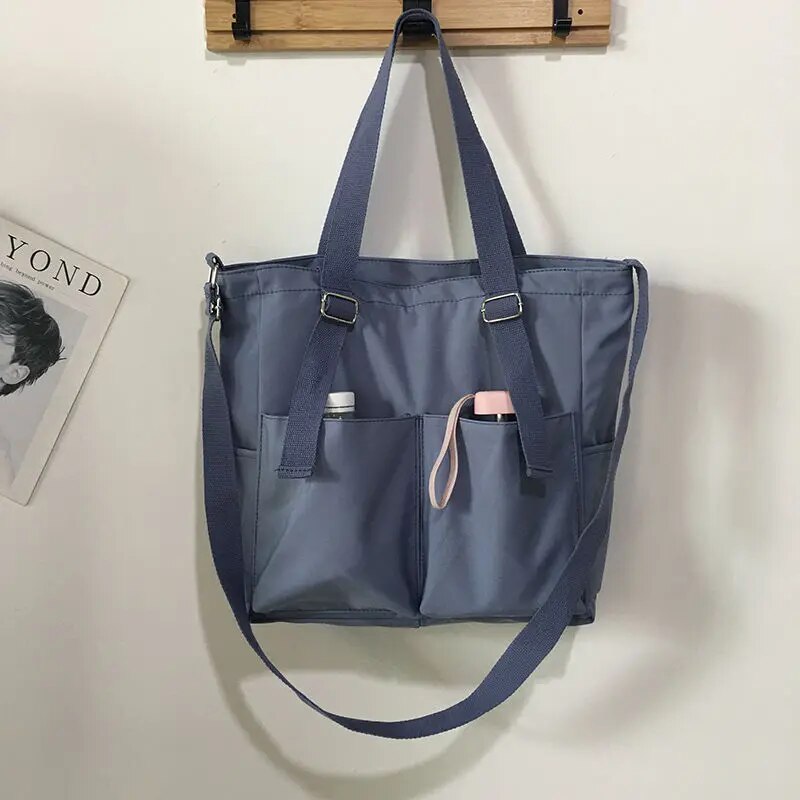 Borsa di tela grande impermeabile - Blu - Bags borsa borsa tela canvas bag handbags impermeabile Shoulder Bags tela tote bag tote bags women bags Women's handbags - Concept Palermo