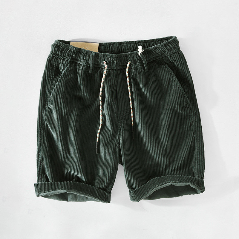 Pantalone Corto in Velluto a Coste - Stile e Comfort Uomo - Verde - comfort coste man men pantalone pantalone velluto shorts stile uomo velluto - Concept Palermo