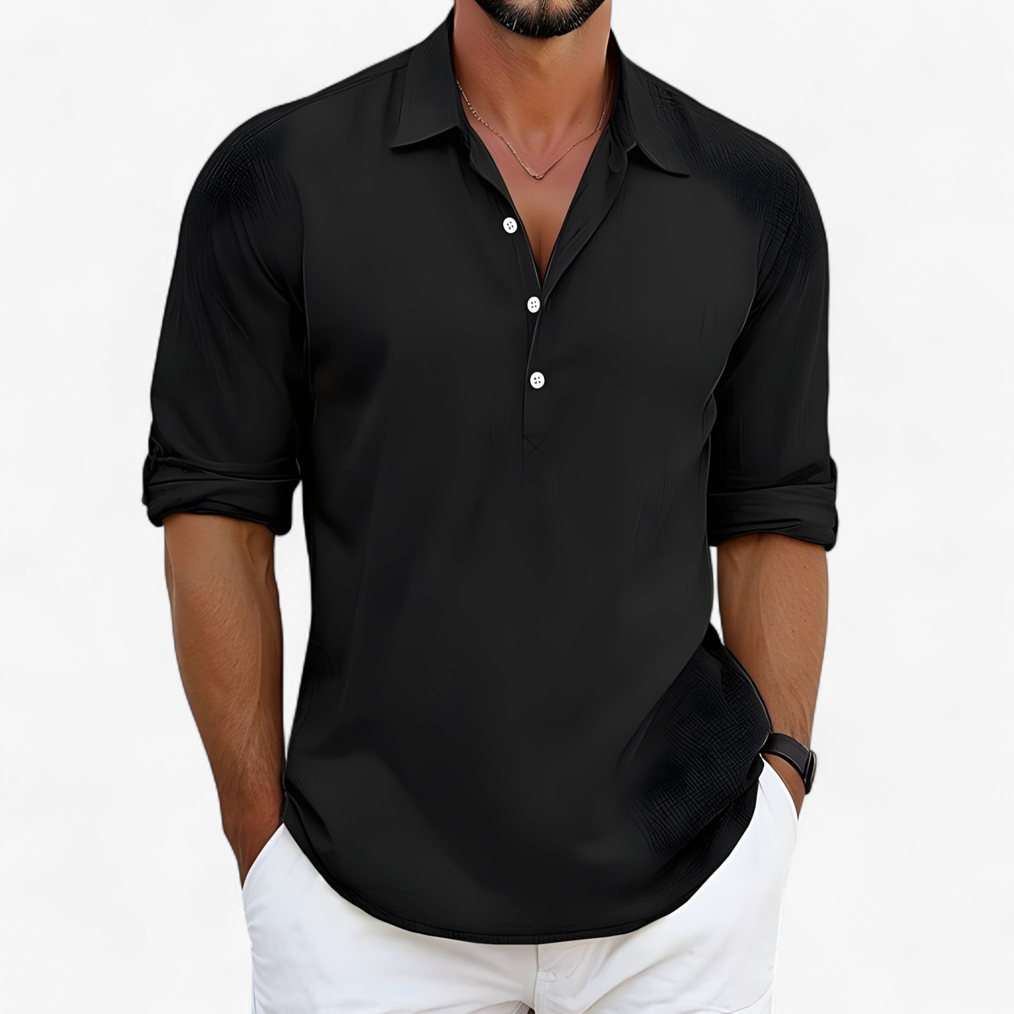 Camicia estiva Pelle Uomo - Nero - camicia camicia estiva estiva men's summer outfit men's top clothes pelle Shirts und Polos Summer uomo - Concept Palermo