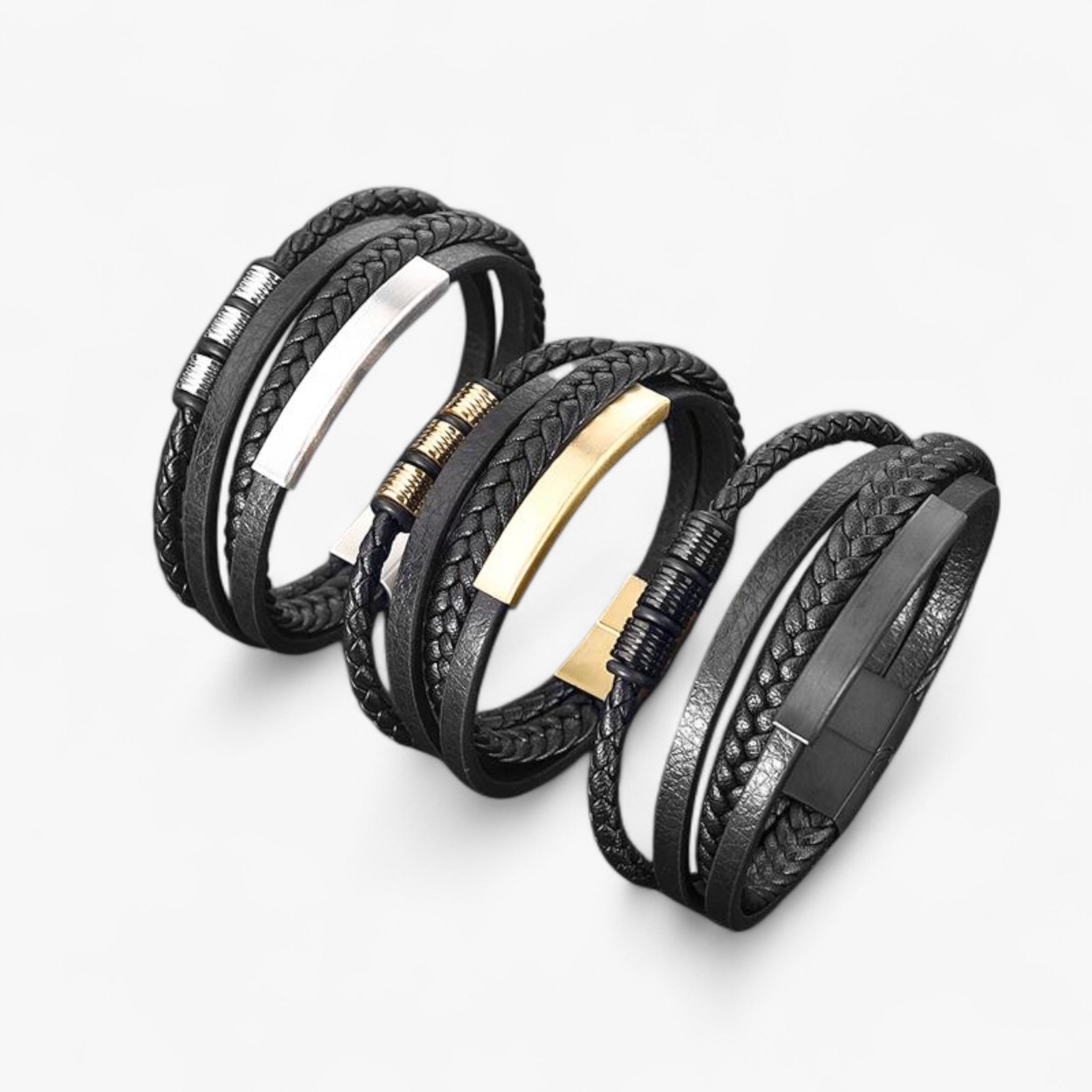 Bracciale multistrato intrecciato per uomo - - bracciale bracciale multistrato Bracelet bracelet for men intrecciato jewelry multistrato uomo - Concept Palermo