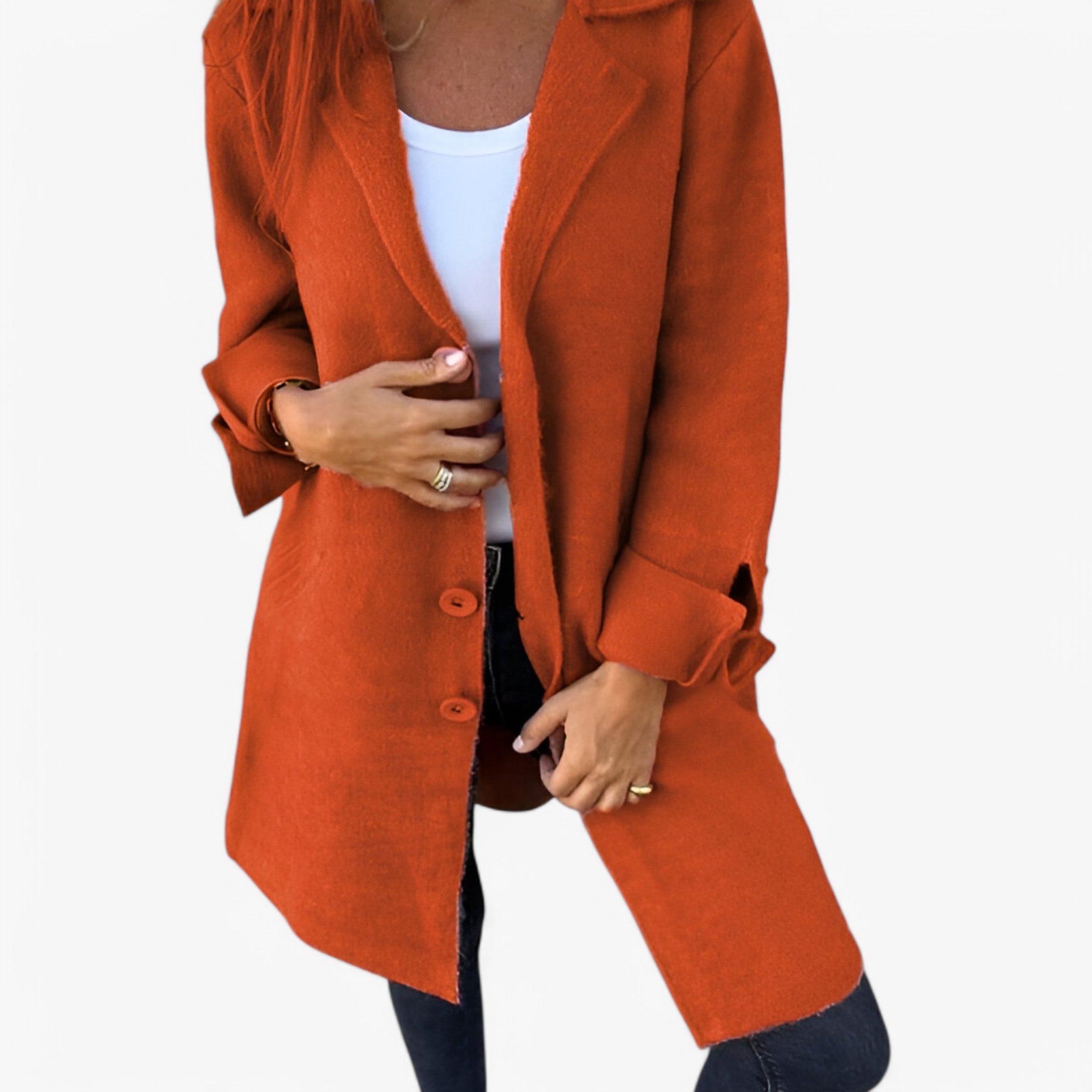 Giacca di Lana da Donna Elegante - Calda e Morbida, Vari Colori e Taglie - Arancione - alla blazer calda Coat giacca giacca lana lana moda WOMEN women's coats & jackets - Concept Palermo