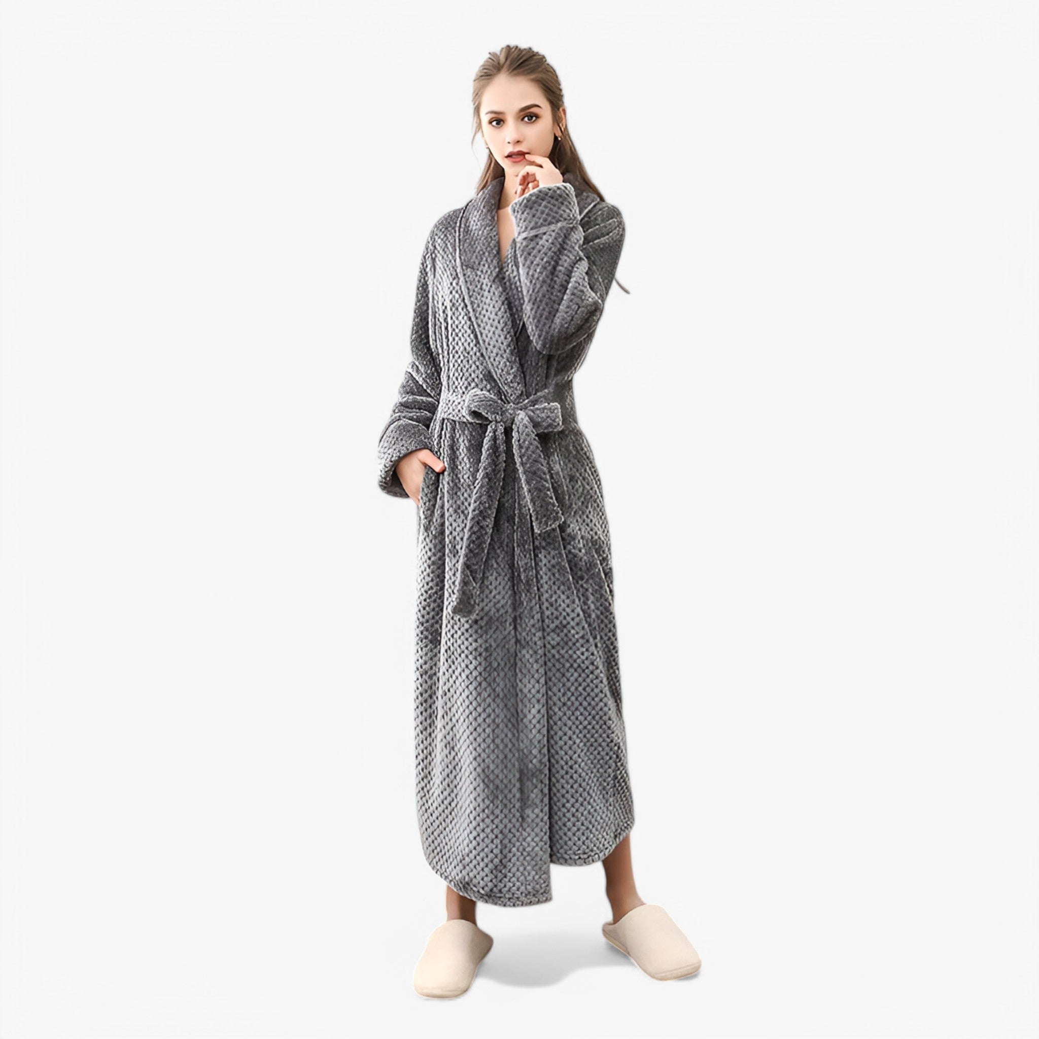 Morbido Accappatoio in Pile Donna - - accappatoio accappatoio pile Autumn Bathrobes donna Fleece Fluffy Long Sleeve Nightgown Pajama pile Pocket Robe Sleepwear sofia | morbido accappatoio in pile - € Solid Color Spring Winter Women - Concept Palermo