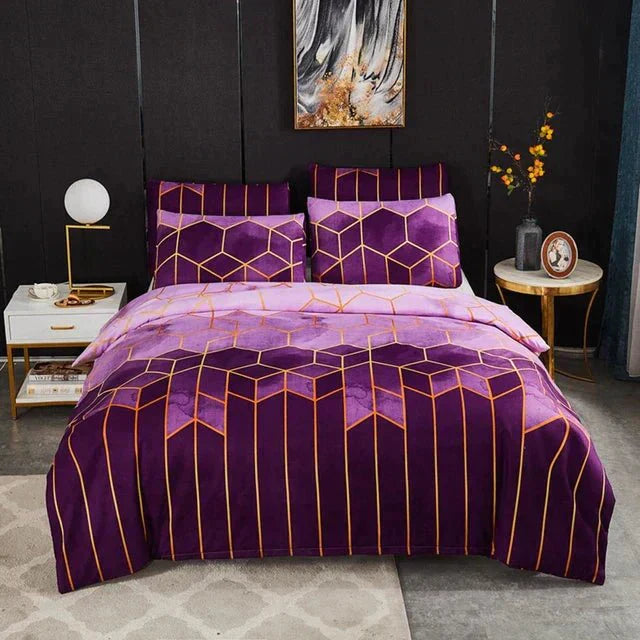 Luxe Layer - Copriletto 'Motivo geometrico' rinfrescante e traspirante Pelle - Viola - Bedding bedsheets copriletto geometrico home & garden layer luxe luxe layer motivo pelle - Concept Palermo