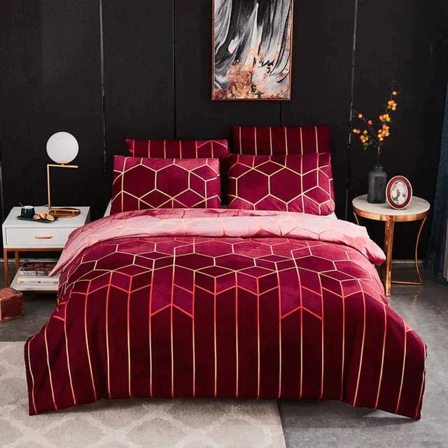 Luxe Layer - Copriletto 'Motivo geometrico' rinfrescante e traspirante Pelle - Rosso - Bedding bedsheets copriletto geometrico home & garden layer luxe luxe layer motivo pelle - Concept Palermo