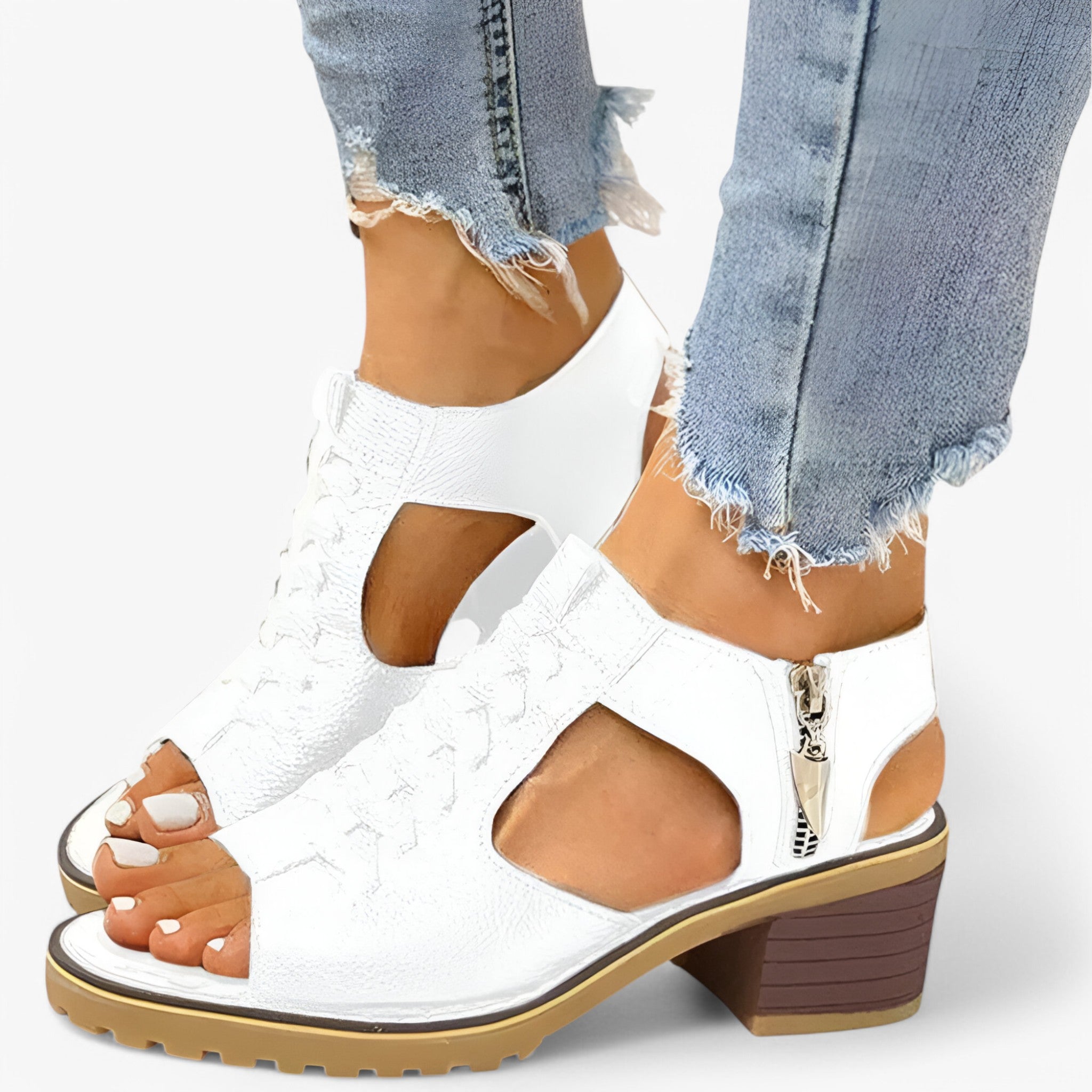 Sandali Donna Ecopelle Neri Con Fasce Incrociate - Bianco - donna ecopelle fasce incrociate neri sandali sandali donna sandals - Concept Palermo