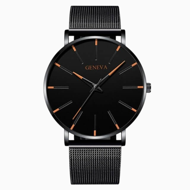 Orologio Uomo Elegante Nero Ultrasottile in Vera Pelle con Cinturino Sottile - - BFCM business new_for_google_may orologio orologio business ultrasottile uomo Watches Wristwatch - Concept Palermo