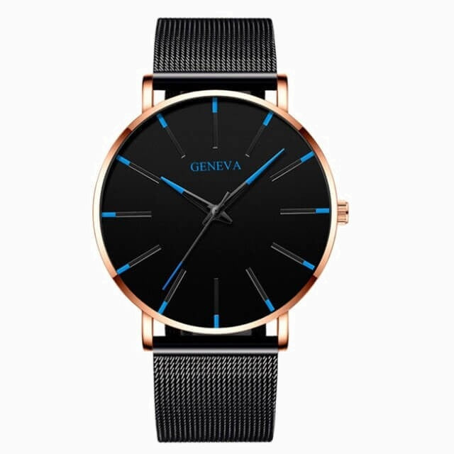 Orologio Uomo Elegante Nero Ultrasottile in Vera Pelle con Cinturino Sottile - - BFCM business new_for_google_may orologio orologio business ultrasottile uomo Watches Wristwatch - Concept Palermo