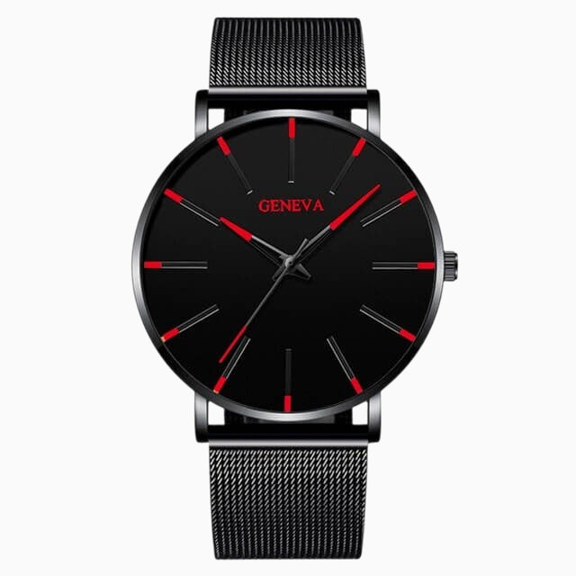 Orologio Uomo Elegante Nero Ultrasottile in Vera Pelle con Cinturino Sottile - - BFCM business new_for_google_may orologio orologio business ultrasottile uomo Watches Wristwatch - Concept Palermo