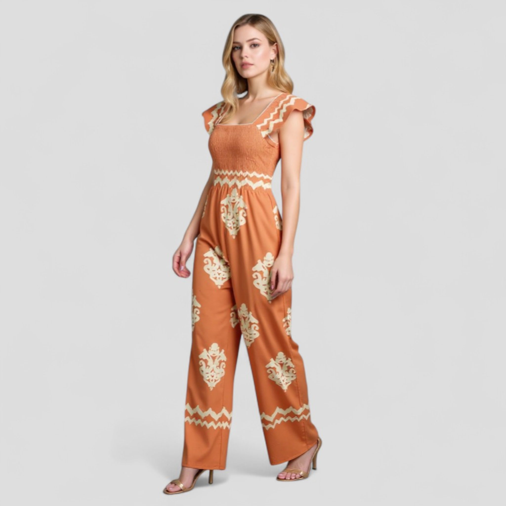 Tuta Donna Bohemien a Vita Alta - - abbigliamento casual alta bohemien donna gamba larga look vintage moda femminile one-pieces tuta tuta bohemien tuta con cappuccio tuta donna tuta elegante tuta estiva vita vita alta - Concept Palermo