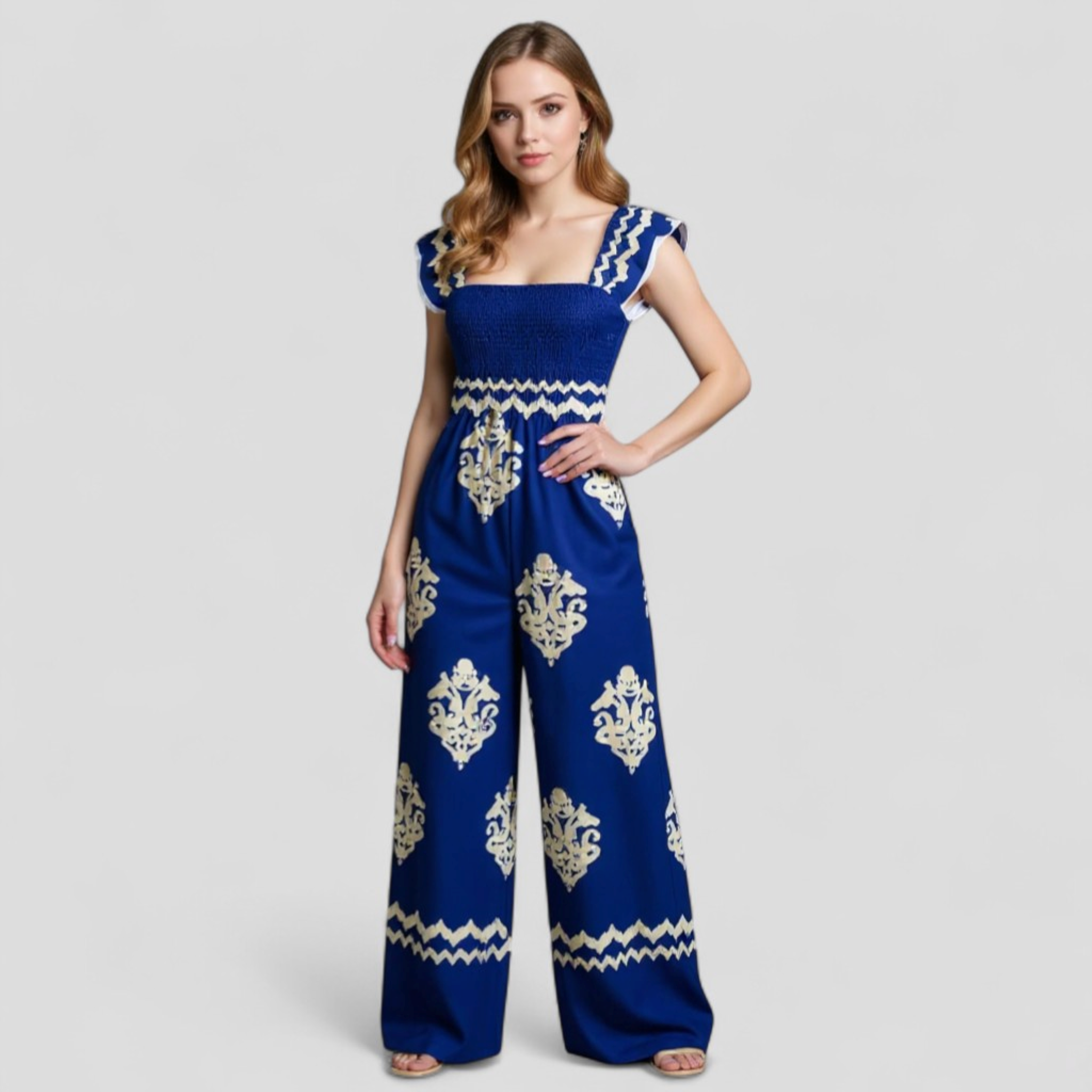 Tuta Donna Bohemien a Vita Alta - - abbigliamento casual alta bohemien donna gamba larga look vintage moda femminile one-pieces tuta tuta bohemien tuta con cappuccio tuta donna tuta elegante tuta estiva vita vita alta - Concept Palermo