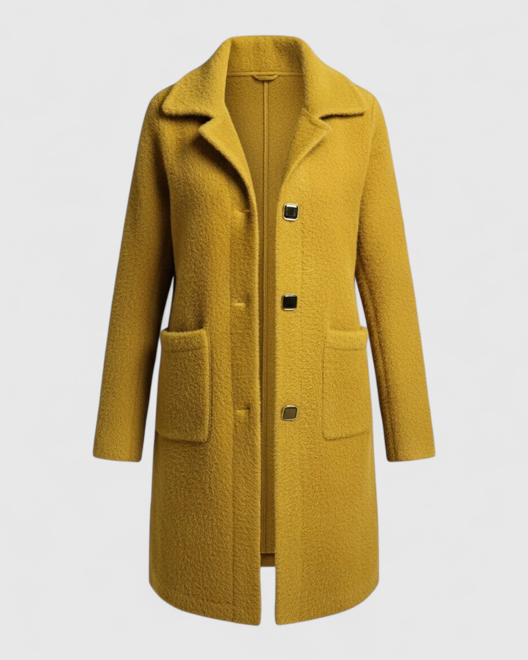Giacca Invernale Donna e Confortevole - Giallo - confortevole donna giacca giacca a bottoni giacca autunno giacca calda giacca comfort giacca elegante giacca in lana giacca invernale giacca Lente giacca longline giacca moda giacca taglie grandi giacca tasche giacca versatile giubbotti invernale - Concept Palermo
