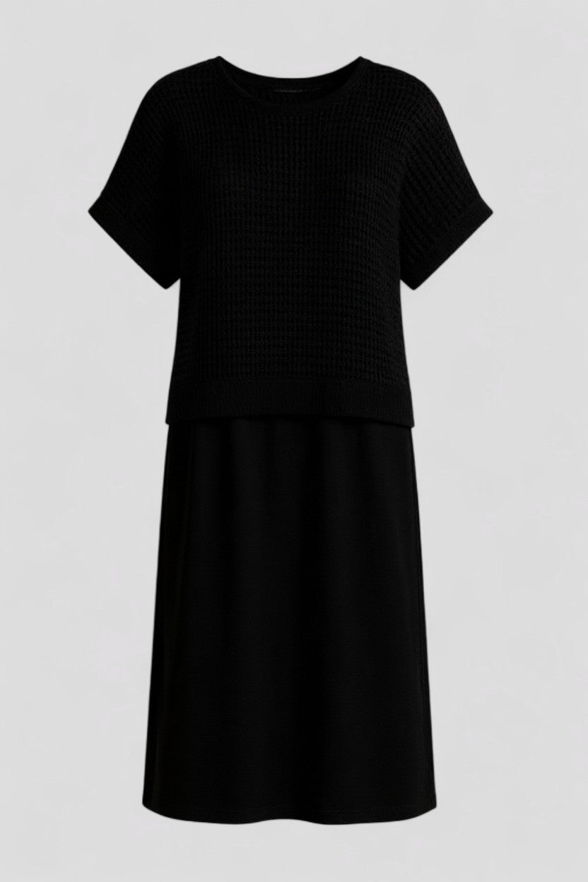 Abito Estivo Donna Midi Elegante in Lino Floreale per Cerimonia - Nero - abbigliamento donna abito abito elegante abito estivo donna dresses estivo fashion summer midi moda estate outfit estivo stile estivo vestito fresco - Concept Palermo