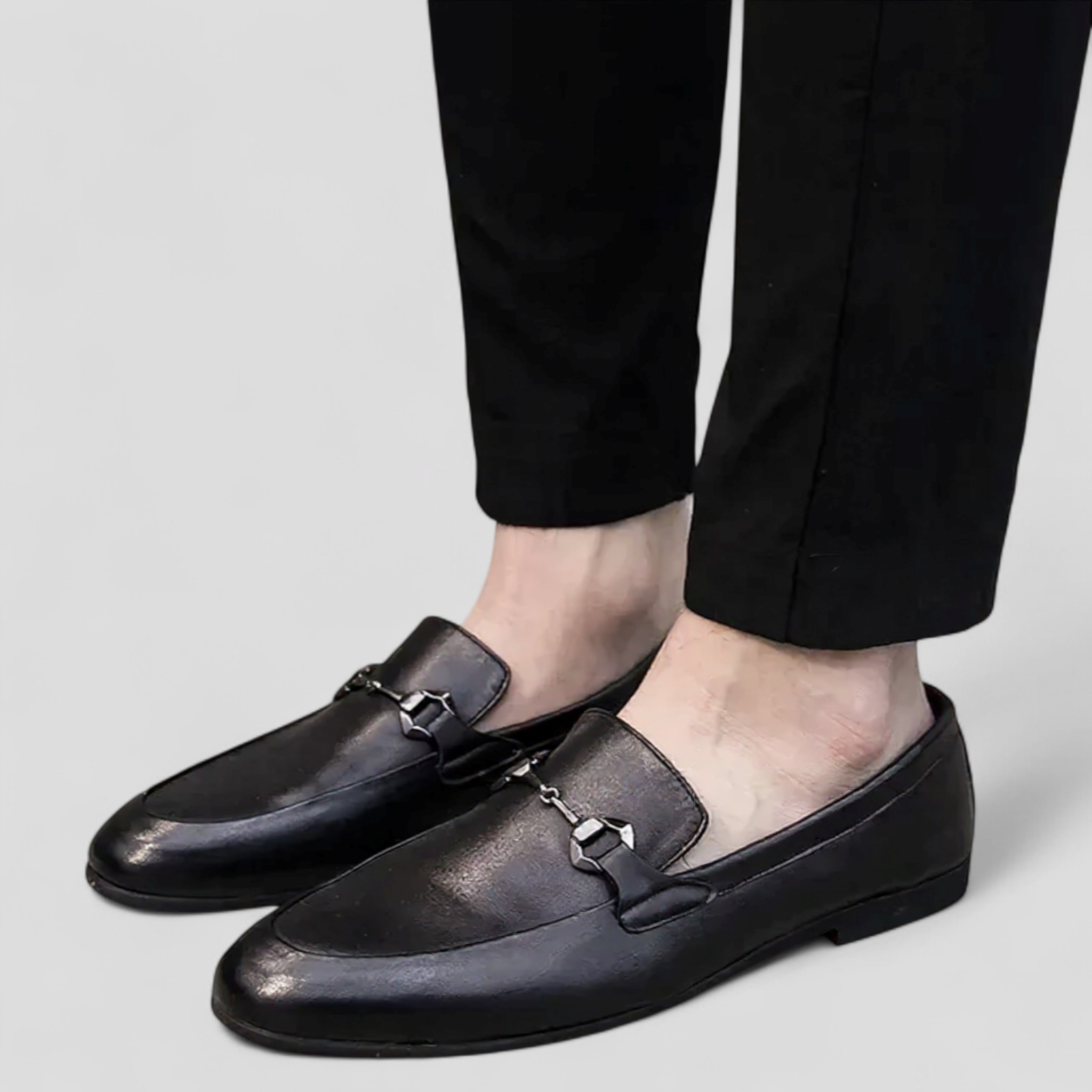 Mocassini classici da uomo in pelle nera con fibbia decorativa - - classici decorativa fibbia Men's Shoes mocassini mocassini classici nera pelle shoes Shoes men - Concept Palermo