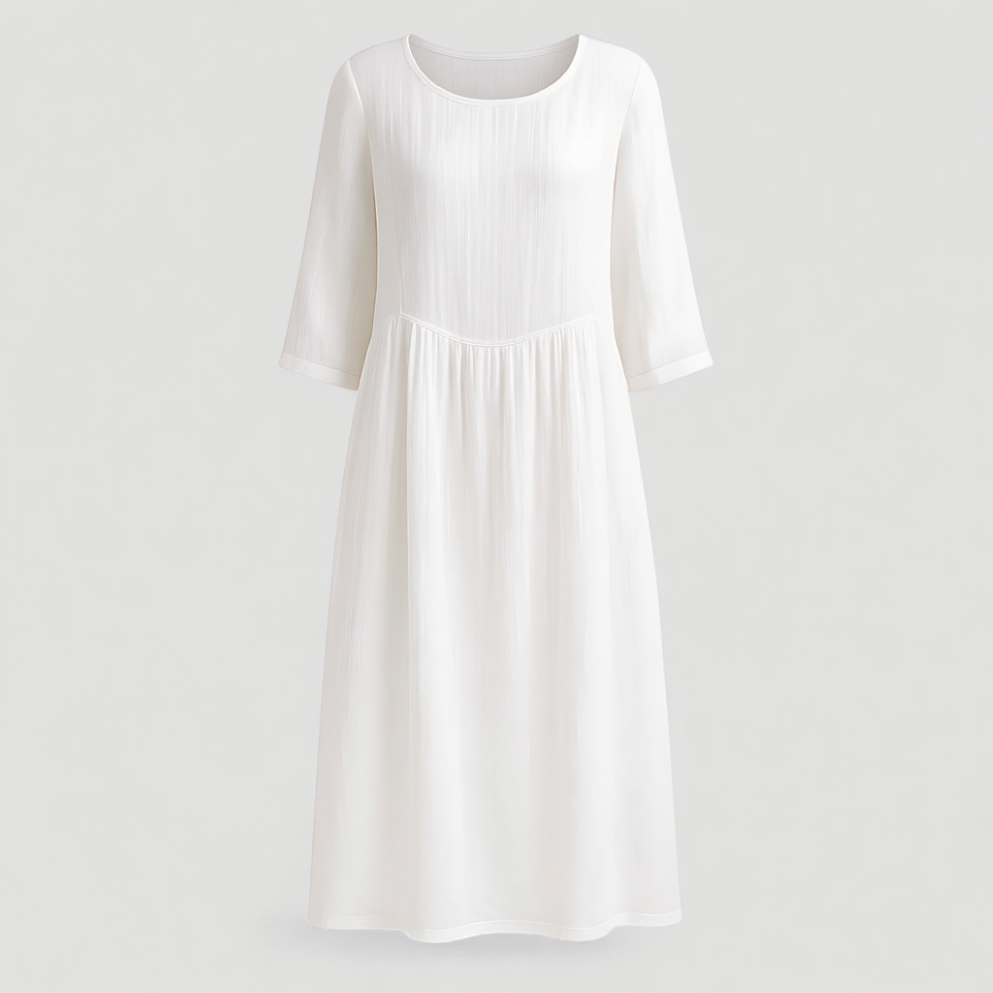 Abito Donna Estivo in Lino Comodo Cotone - Bianco - abbigliamento casual abito abito donna abito estivo abito versatile comfort cotone donna dresses estivo fashion estivo lino maniche a tre quarti scollatura quadrata stile taglie comode - Concept Palermo