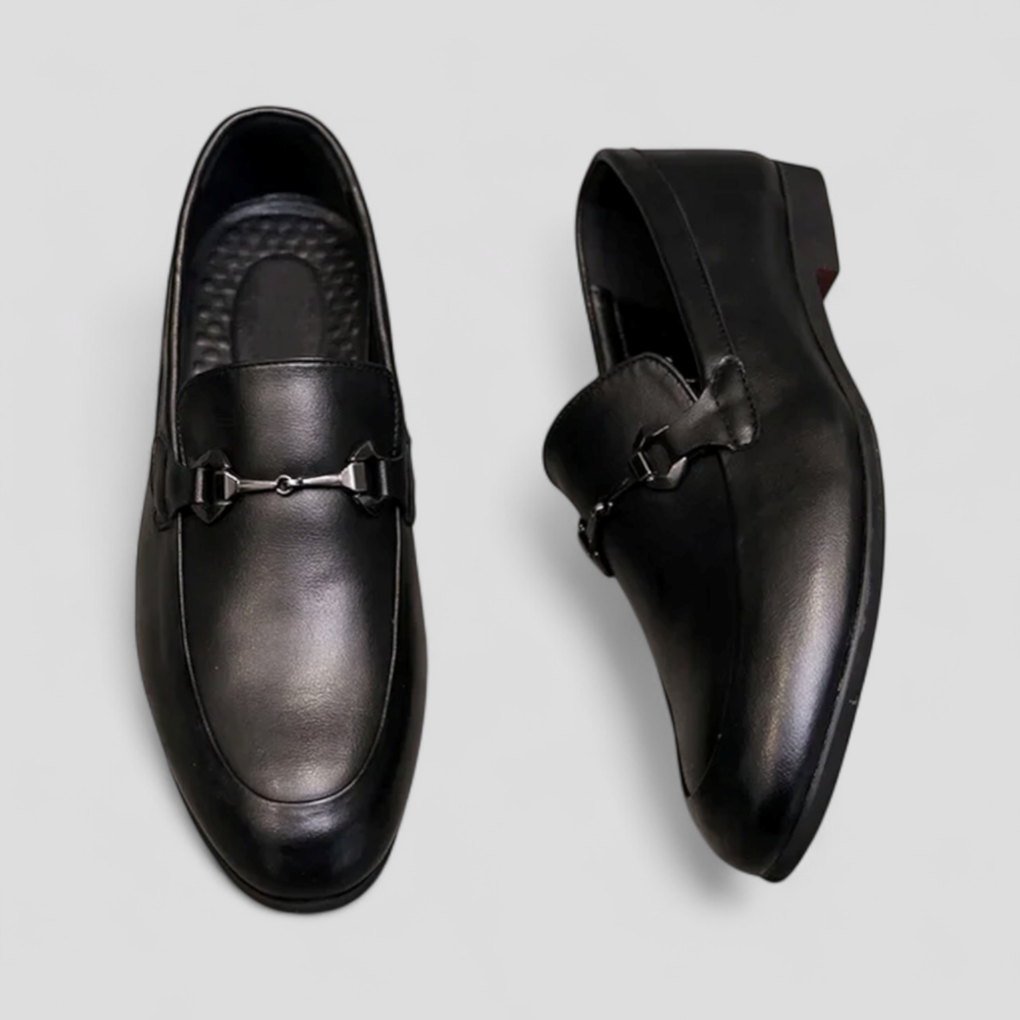 Mocassini classici da uomo in pelle nera con fibbia decorativa - - classici decorativa fibbia Men's Shoes mocassini mocassini classici nera pelle shoes Shoes men - Concept Palermo