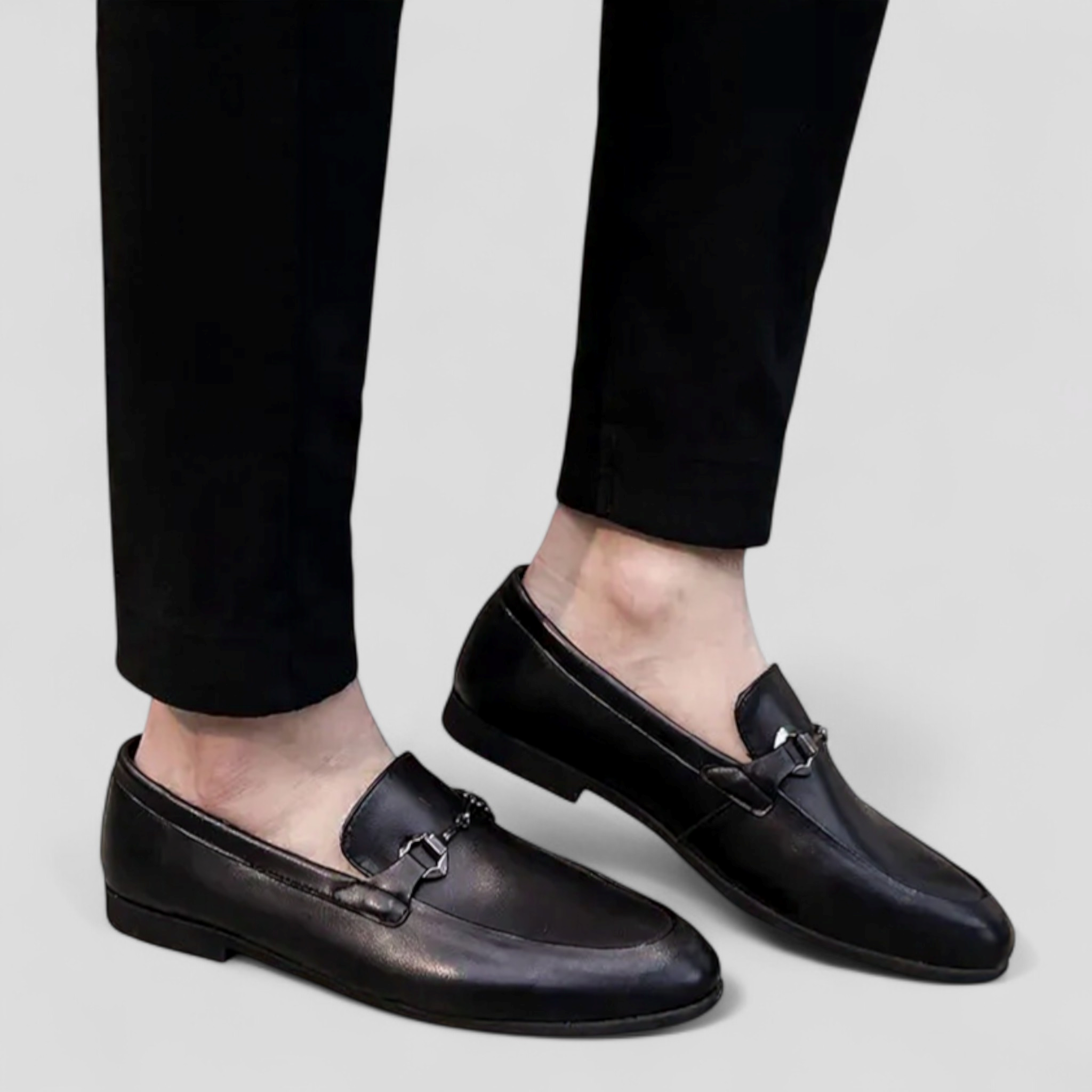 Mocassini classici da uomo in pelle nera con fibbia decorativa - - classici decorativa fibbia Men's Shoes mocassini mocassini classici nera pelle shoes Shoes men - Concept Palermo