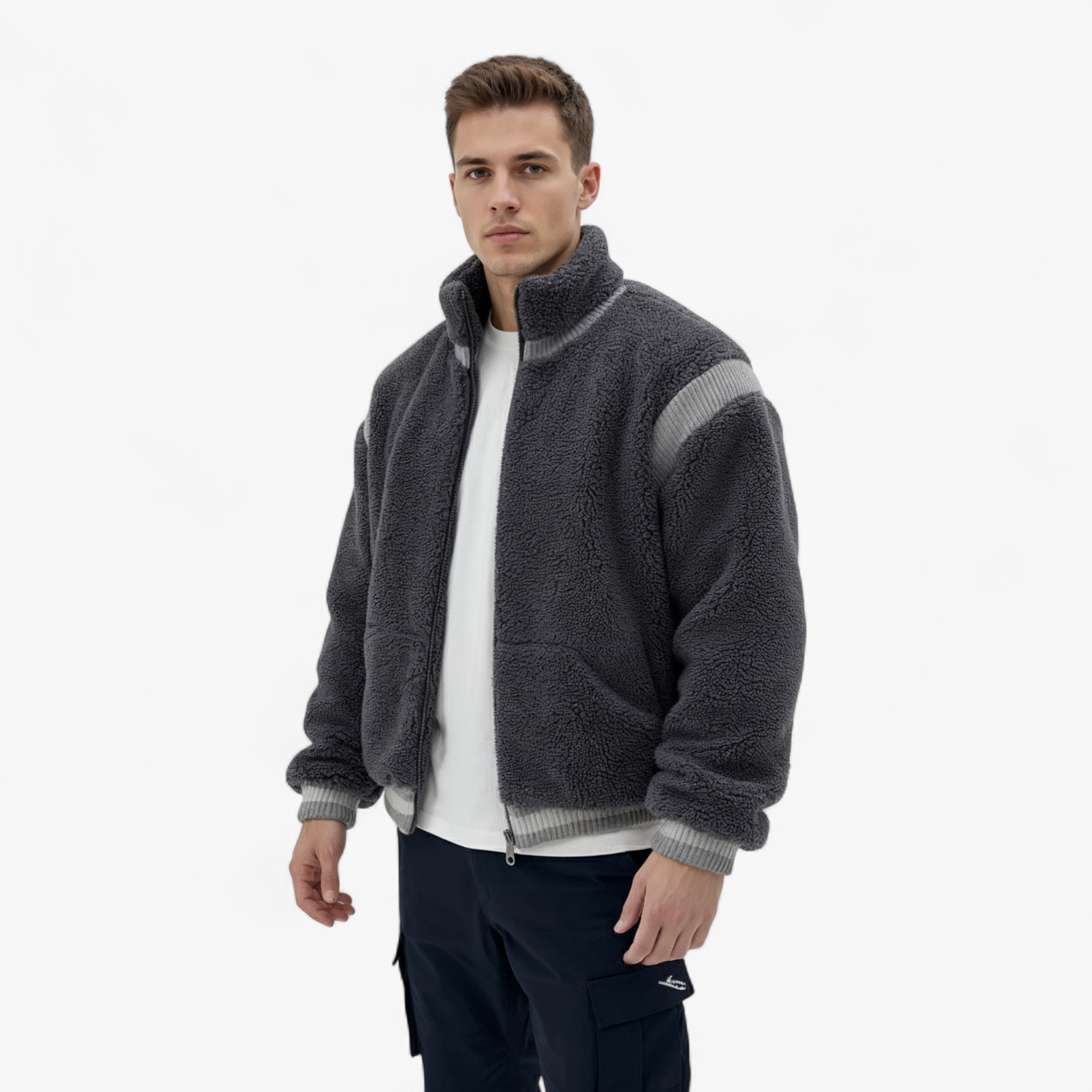 Giacca Invernale Uomo Calda con Collo Rialzato Rosso Cotone - - abbigliamento invernale calda collo collo rialzato coton pile cotone giacca giacca calda giacca grigia giacca invernale giacca sportiva giacca trendy giubbotti da uomo invernale moda uomo rialzato stile moderno - Concept Palermo