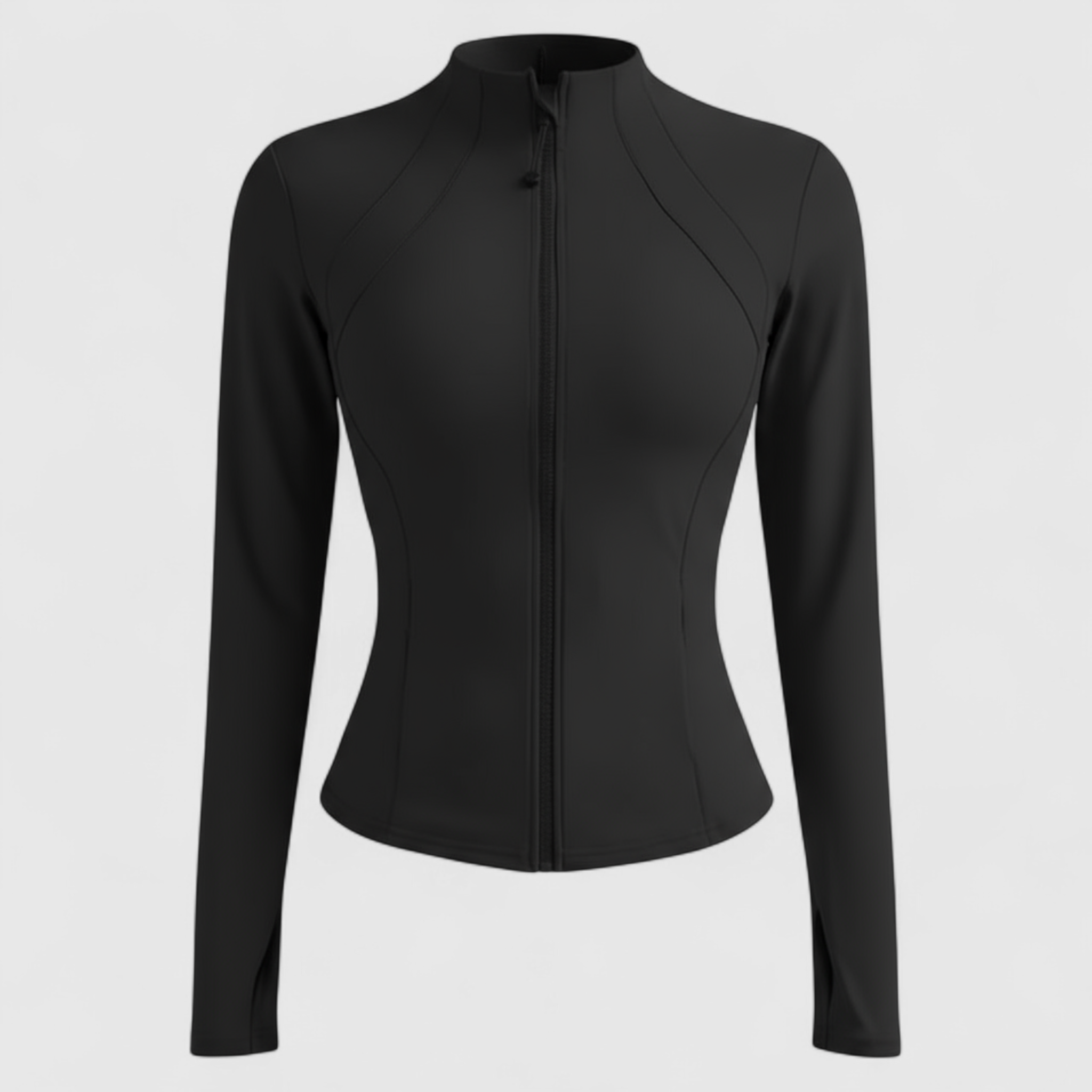 Giacca Sportiva Slim Fit per Donna - Nero - abbigliamento sportivo donna giacca giacca con zip giacca corsa giacca fitness giacca lunga manica giacca palestra giacca slim fit giacca sportiva giacca sportiva donna giacca traspirante giacca yoga slim sportiva women's sportswear - Concept Palermo